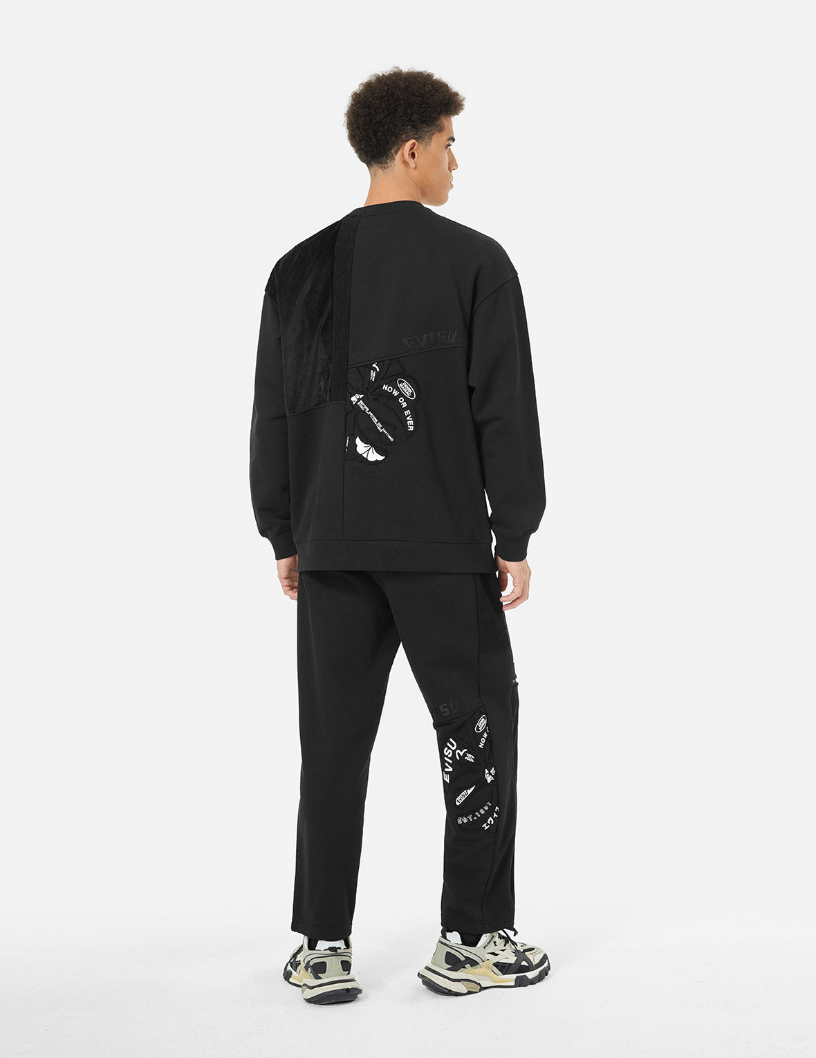 家紋アップリケパッチワークルーズフィットスウェットパンツ