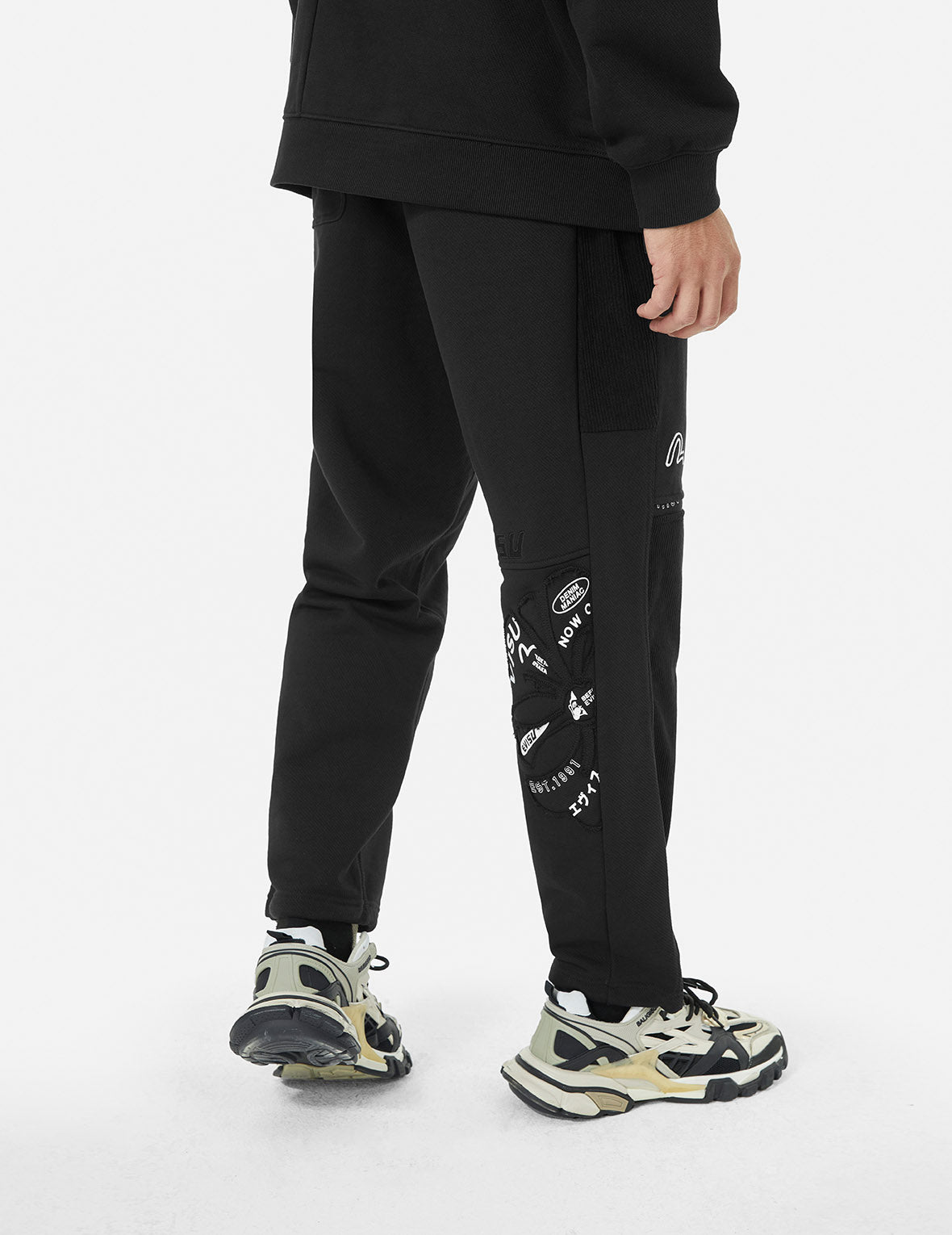 家紋アップリケパッチワークルーズフィットスウェットパンツ