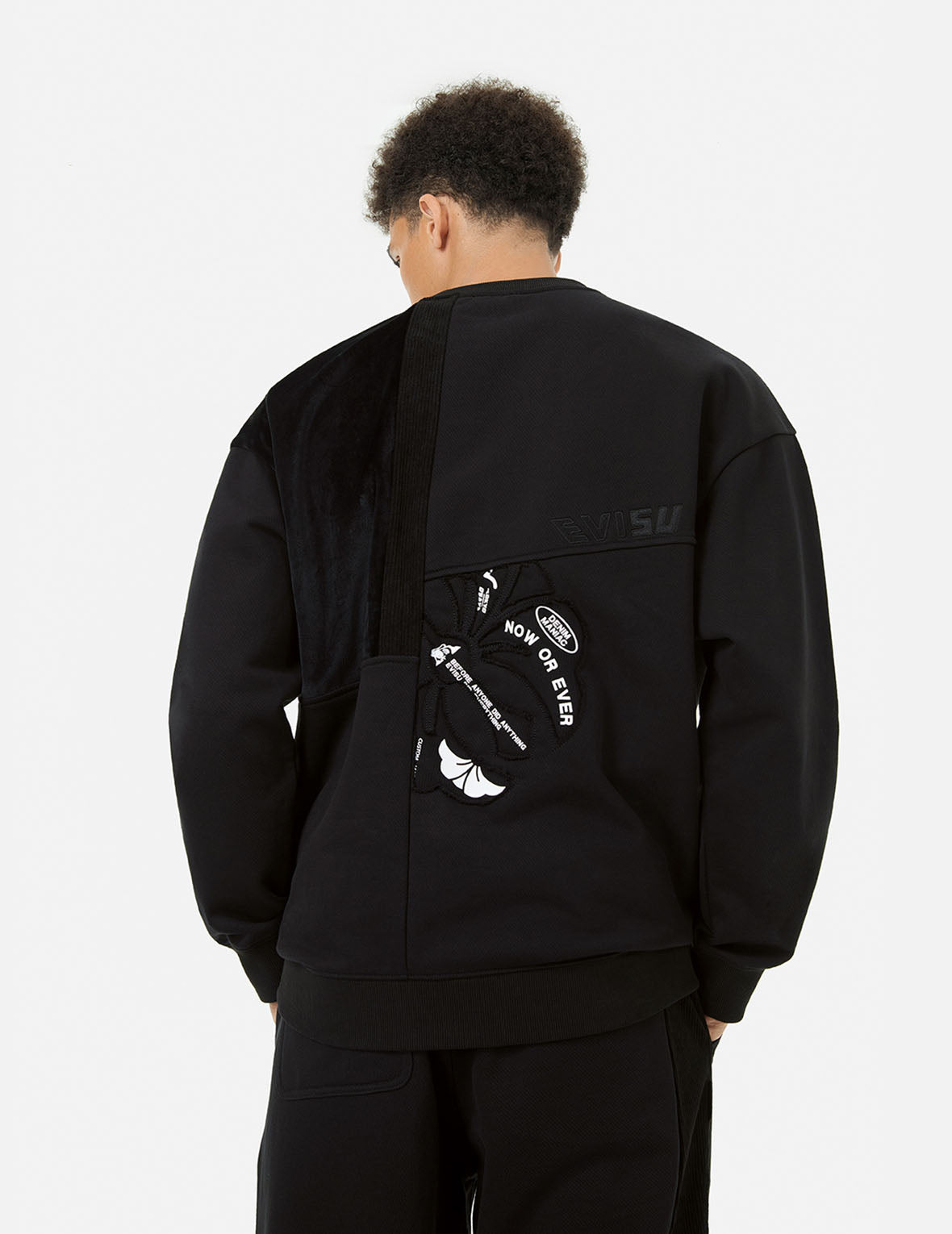 家紋アップリケパッチワークルーズフィットスウェットシャツ