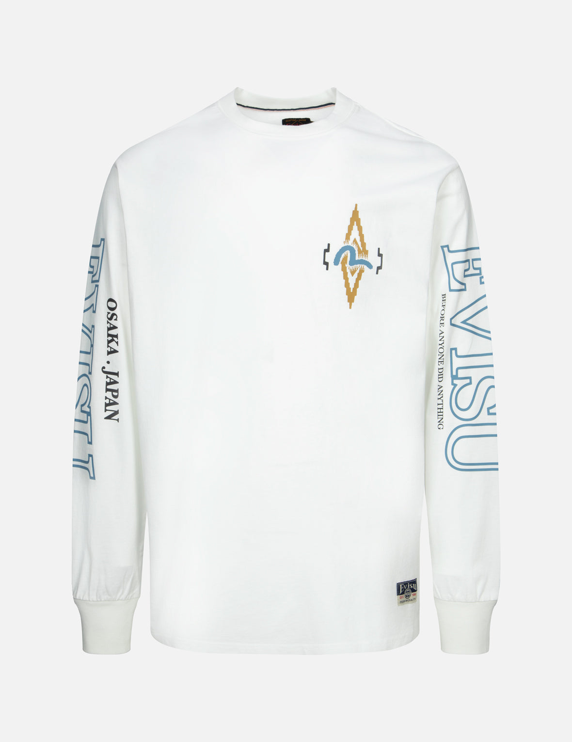 だるまとロゴプリントファッションフィット長袖Tシャツ