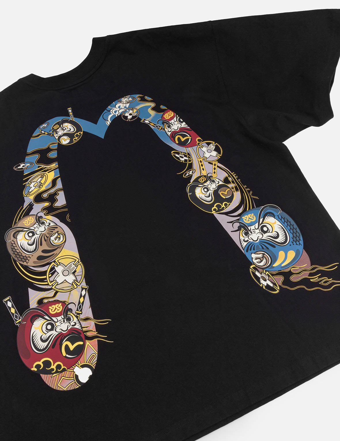 ロゴと忍者だるま大黒プリントルーズフィットTシャツ