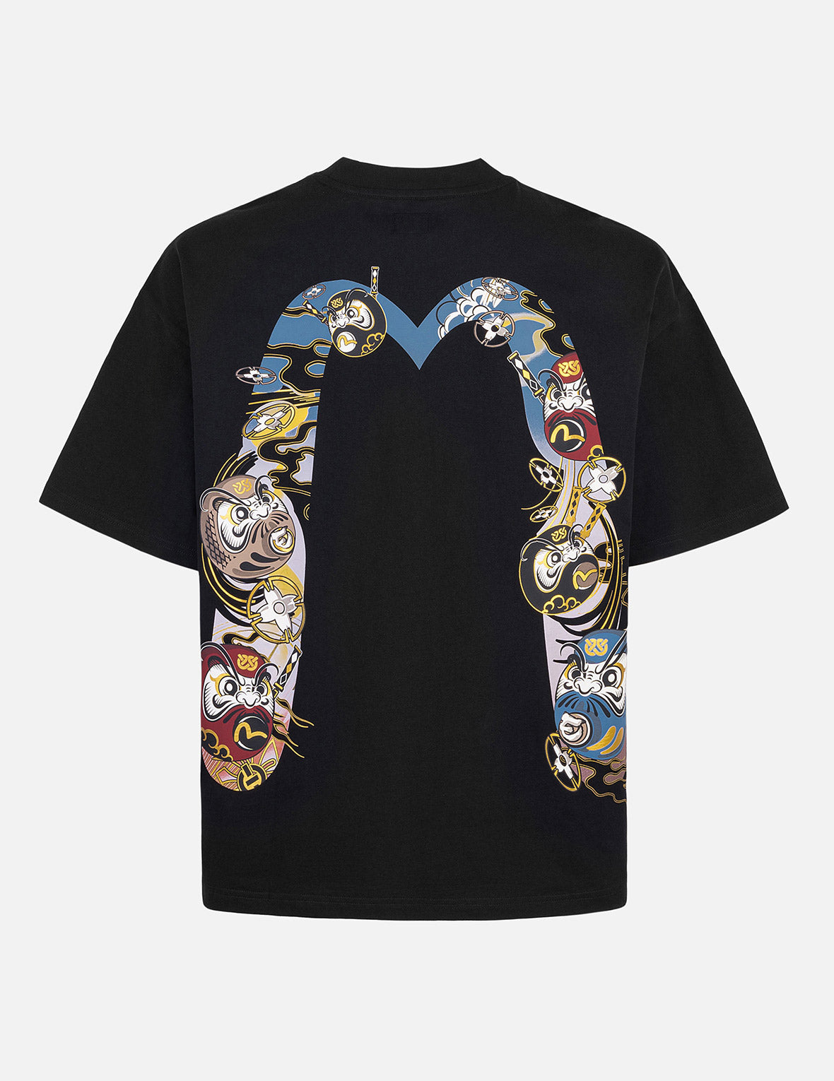 ロゴと忍者だるま大黒プリントルーズフィットTシャツ
