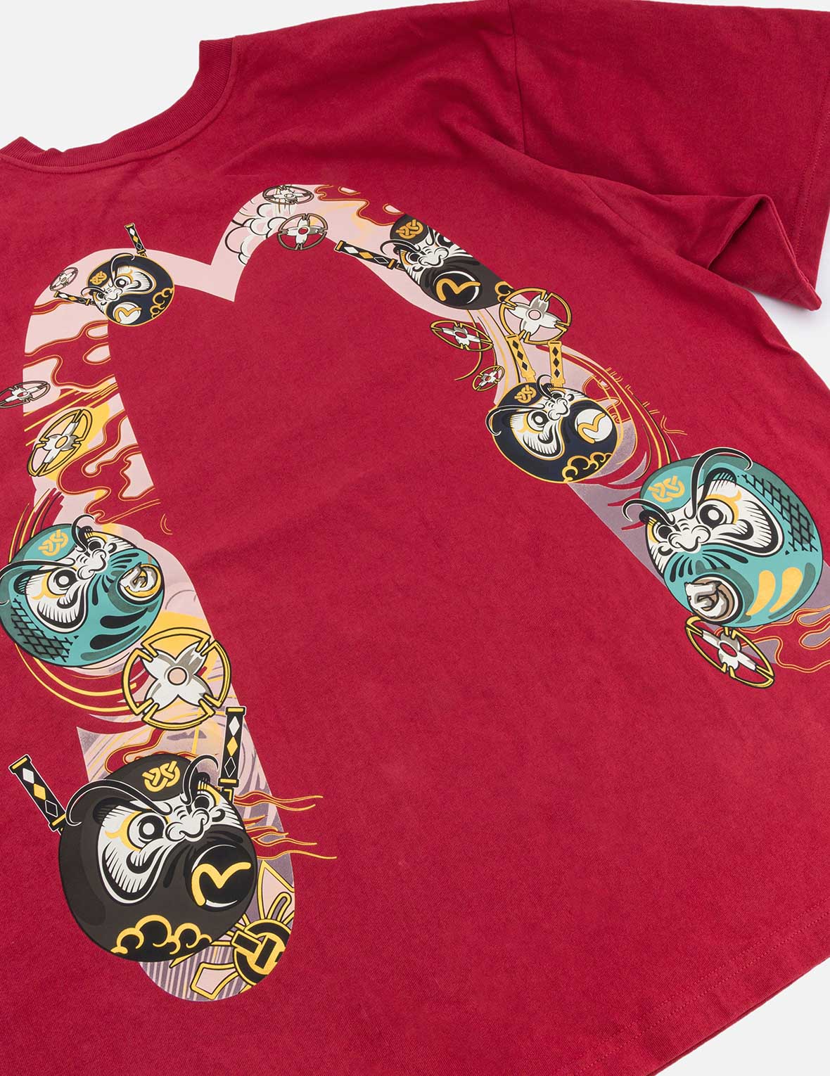 ロゴと忍者だるま大黒プリントルーズフィットTシャツ