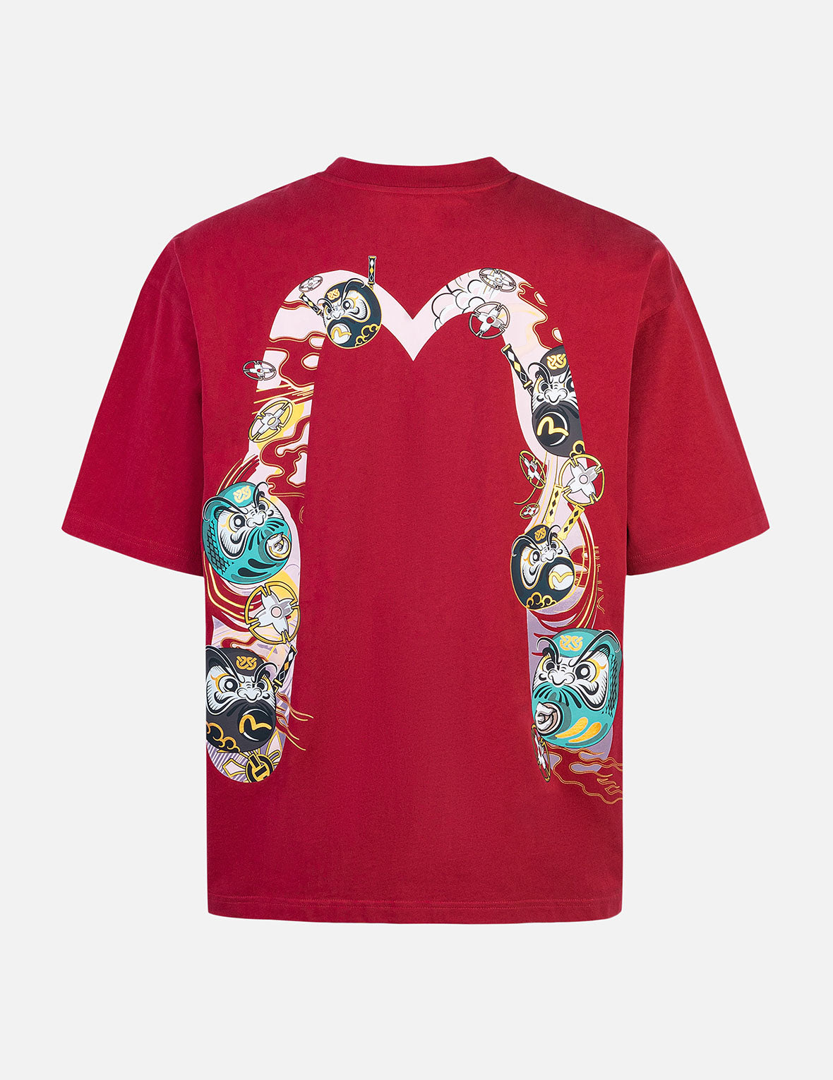 ロゴと忍者だるま大黒プリントルーズフィットTシャツ