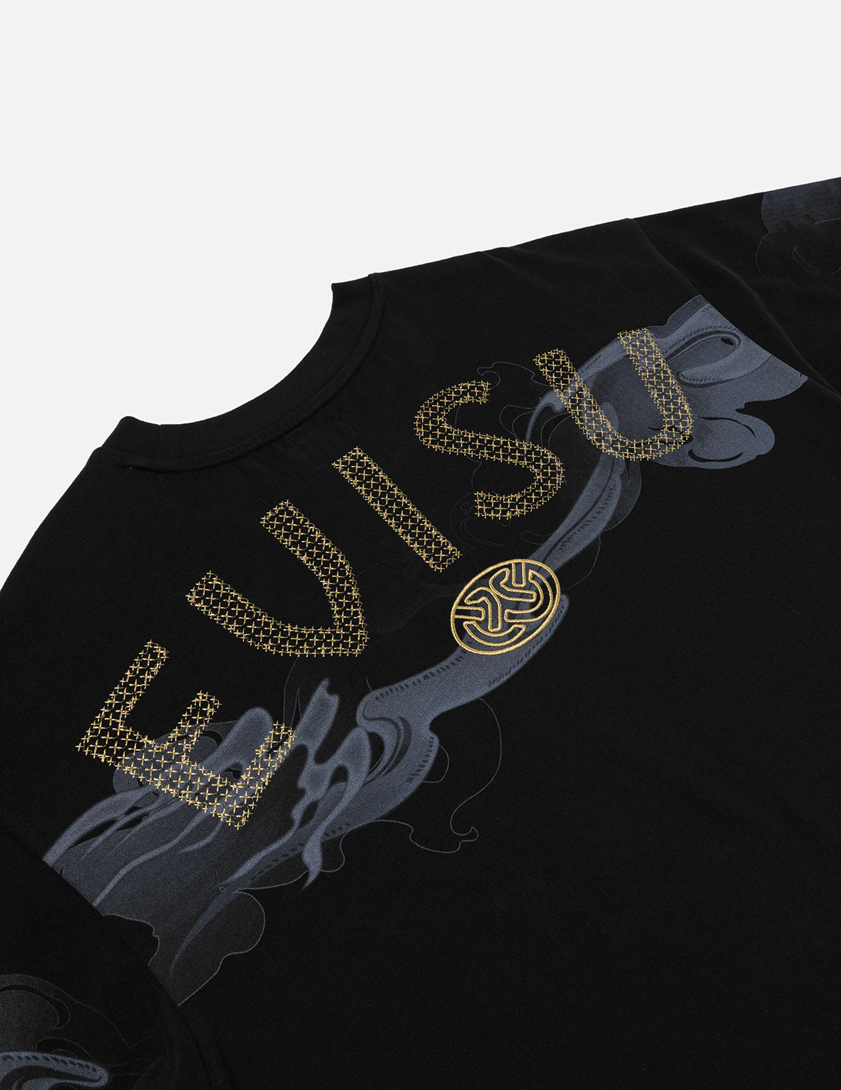雲柄とロゴ刺し子刺繍リラックスフィットTシャツ