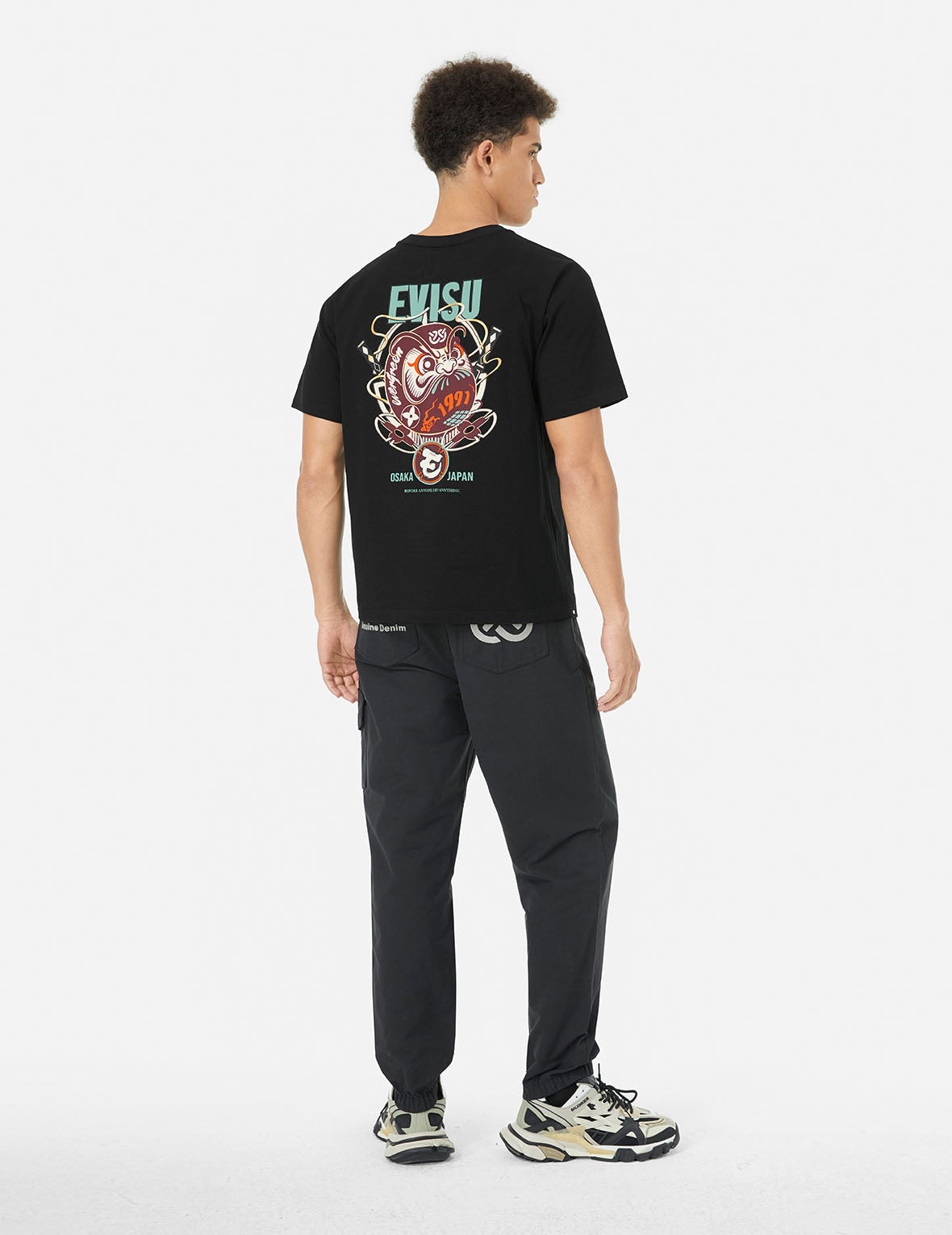 Ninja Daruma and Logo Prints Regular Fit T-shirt