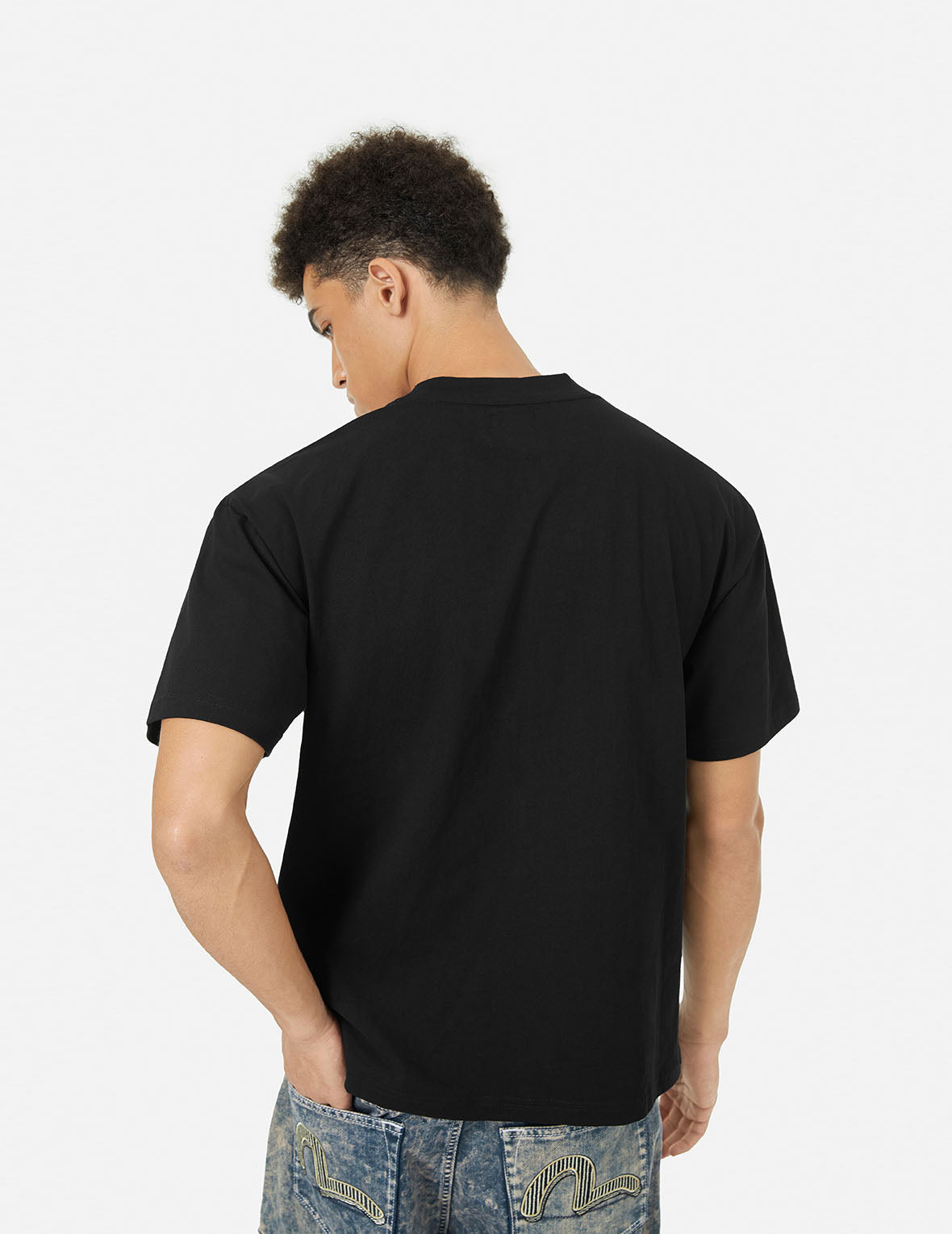ラインストーンロゴと仏頭プリント リラックスフィット Tシャツ