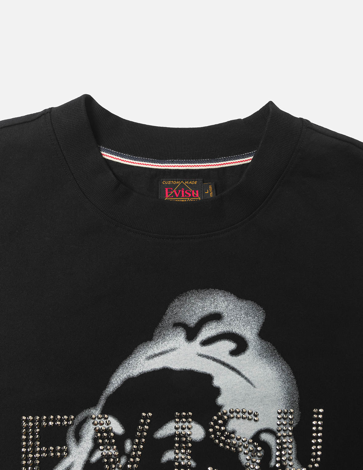 ラインストーンロゴと仏頭プリント リラックスフィット Tシャツ