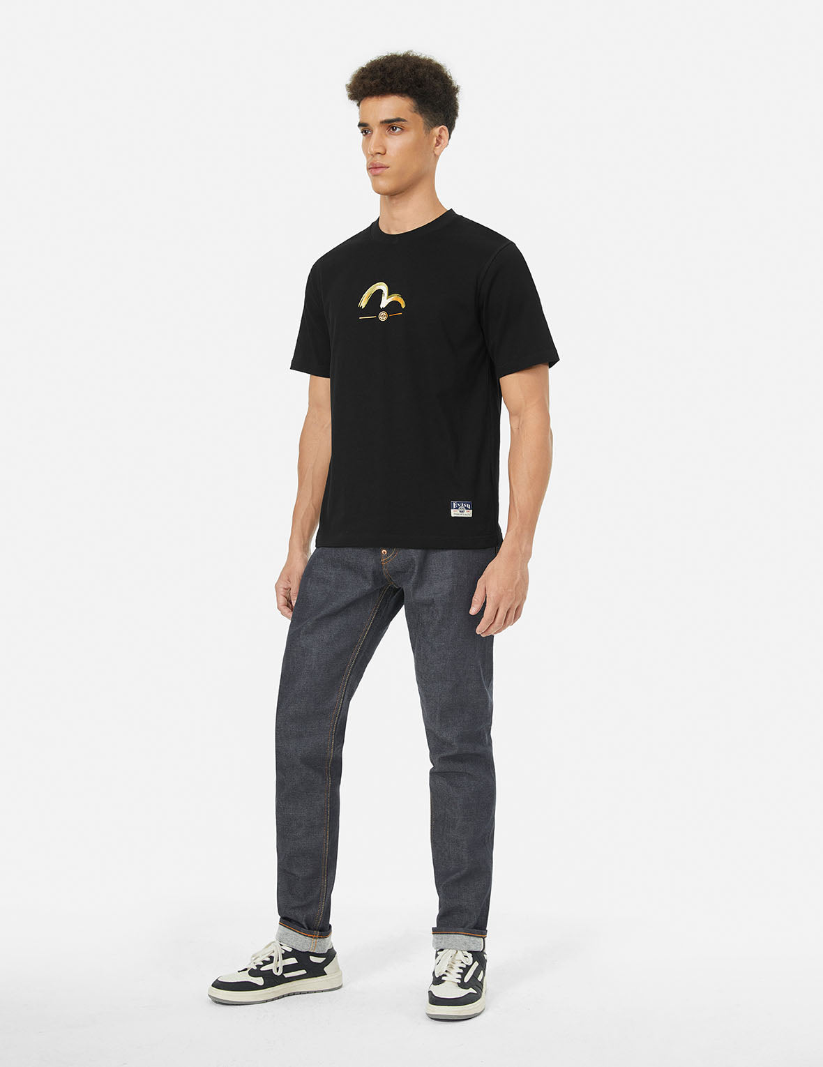 マルチポケットプリントとカモメブラシストローク大黒プリントレギュラーフィットTシャツ