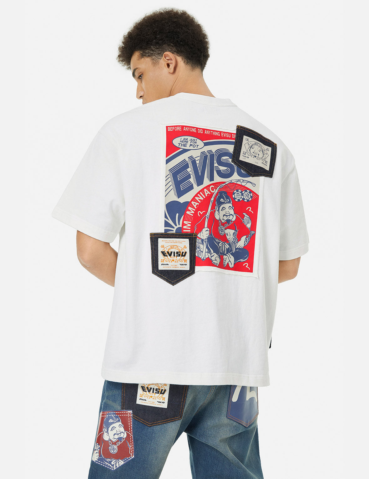 えびすポスターアップリケとカモメ刺繍のTシャツ