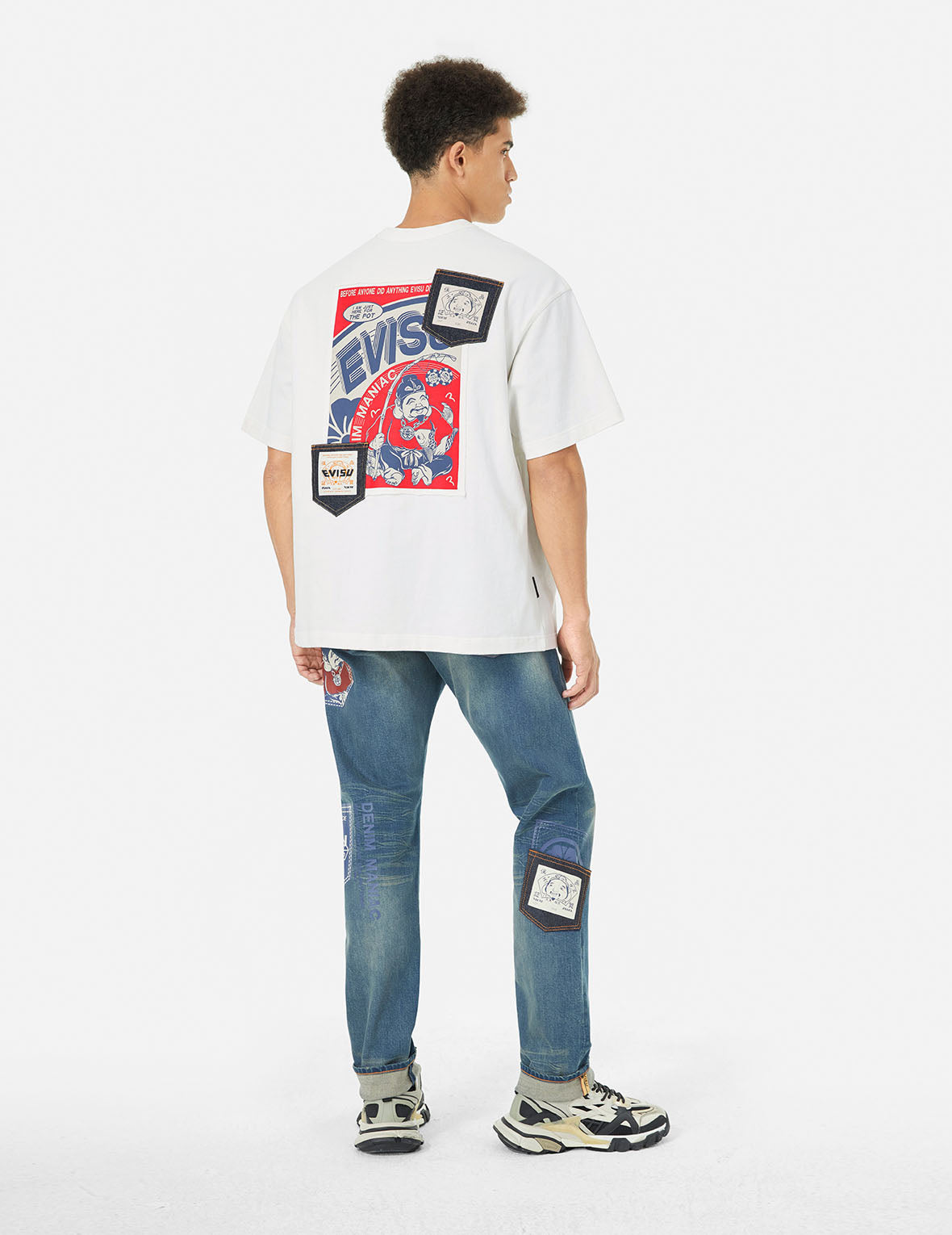 えびすポスターアップリケとカモメ刺繍のTシャツ