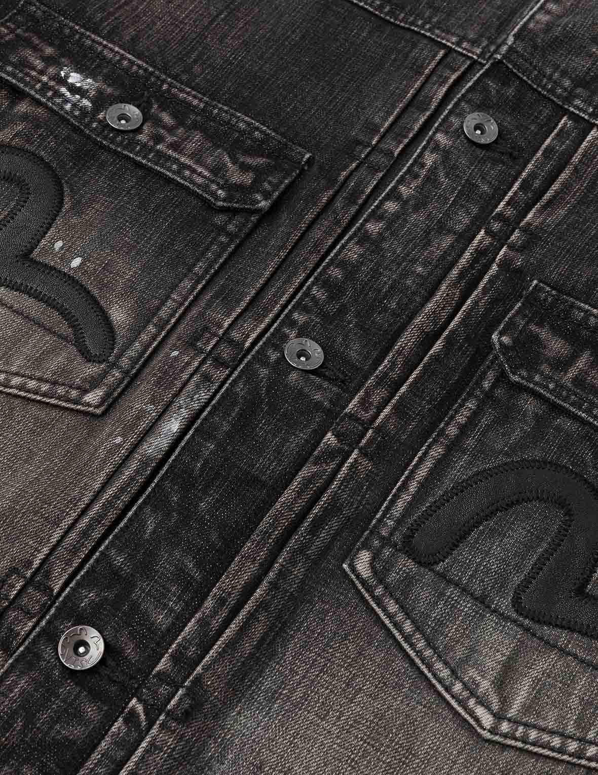 Leather Seagull Appliqué Relax Fit Denim Jacket