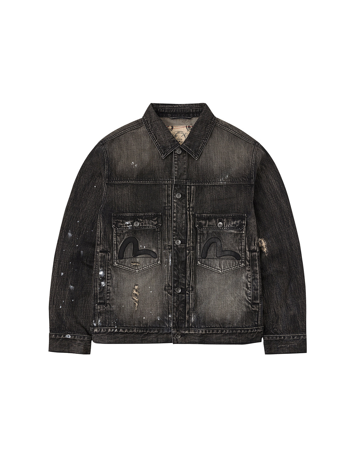 Leather Seagull Appliqué Relax Fit Denim Jacket
