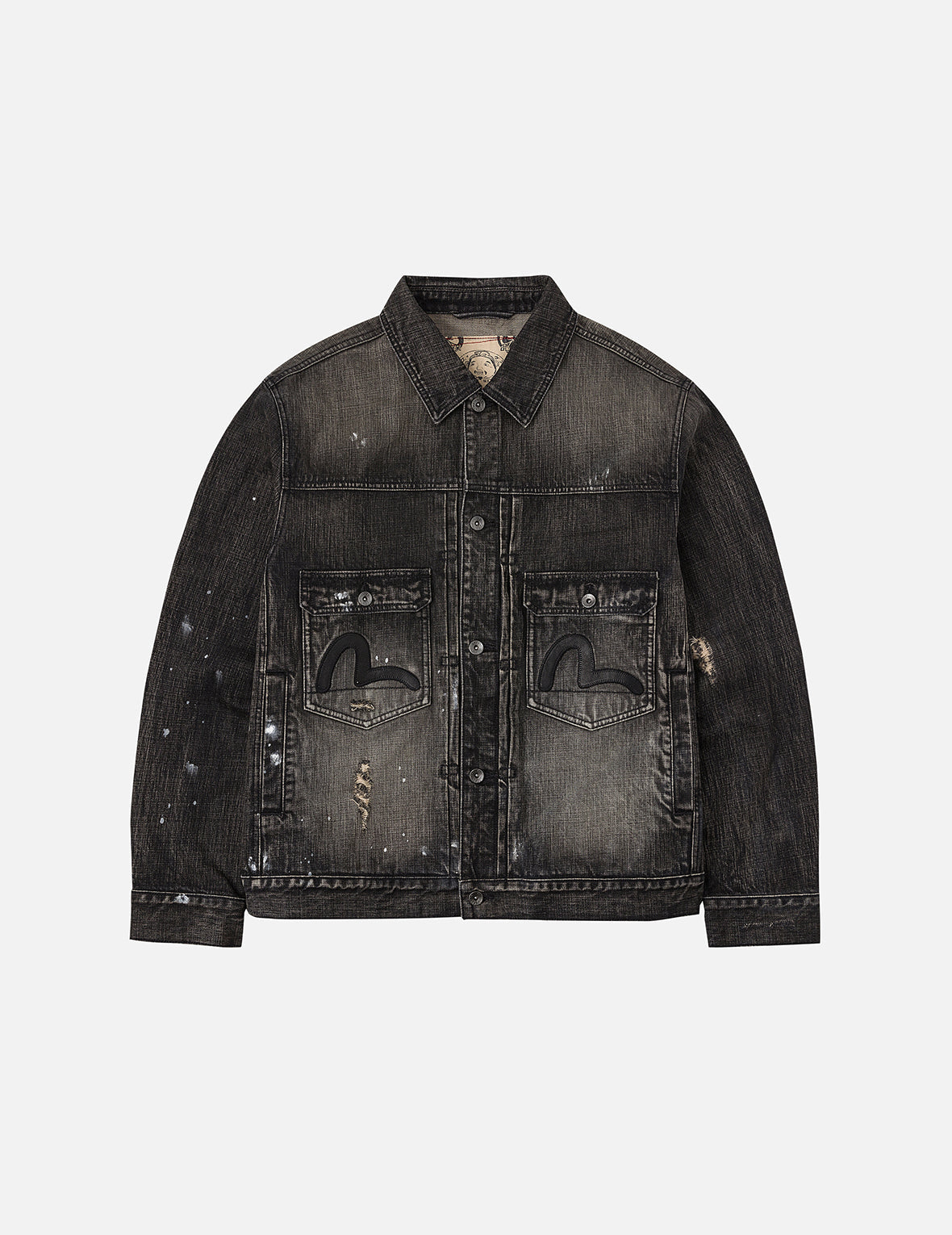 Leather Seagull Appliqué Relax Fit Denim Jacket