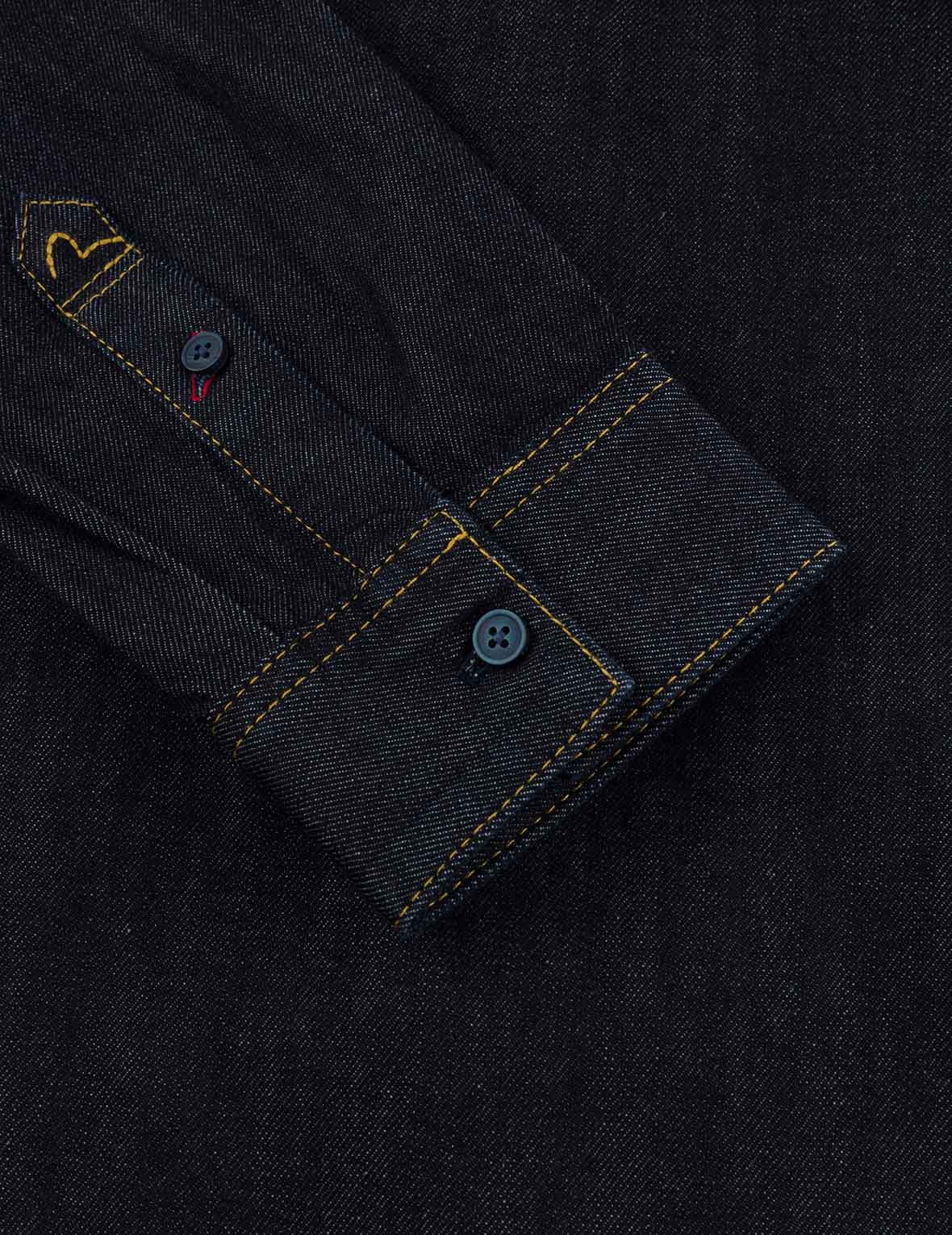 カモメ刺繍 レギュラーフィット デニム長袖シャツ