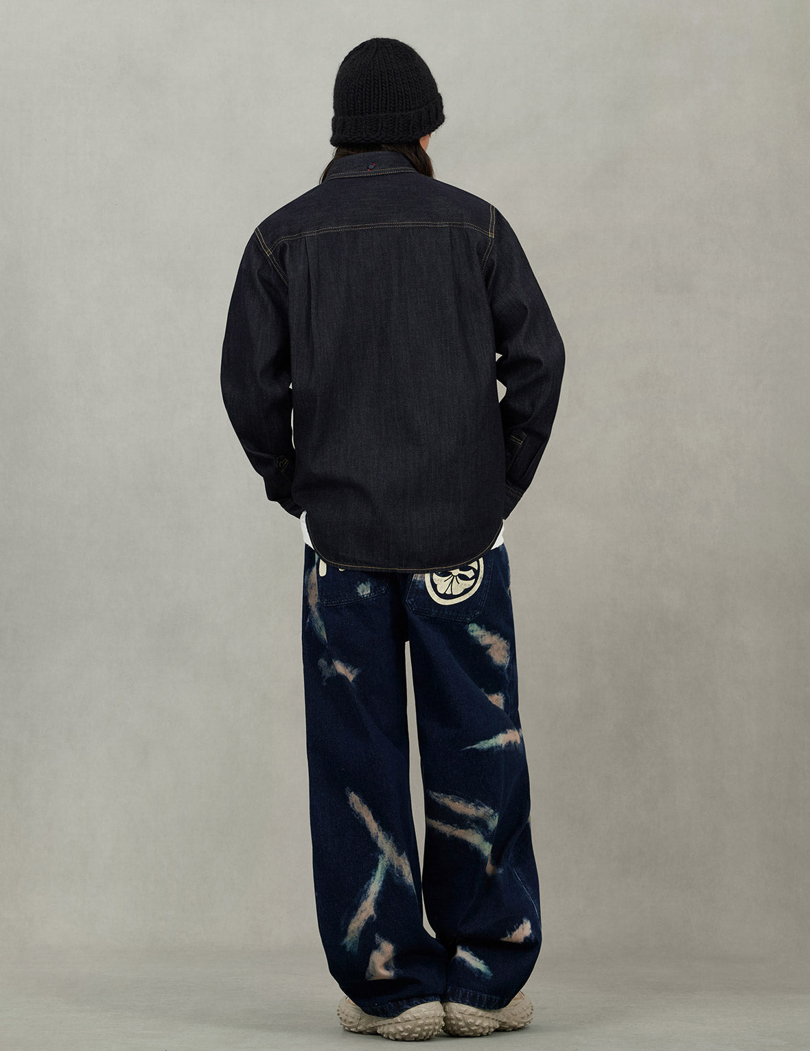 カモメ刺繍 レギュラーフィット デニム長袖シャツ