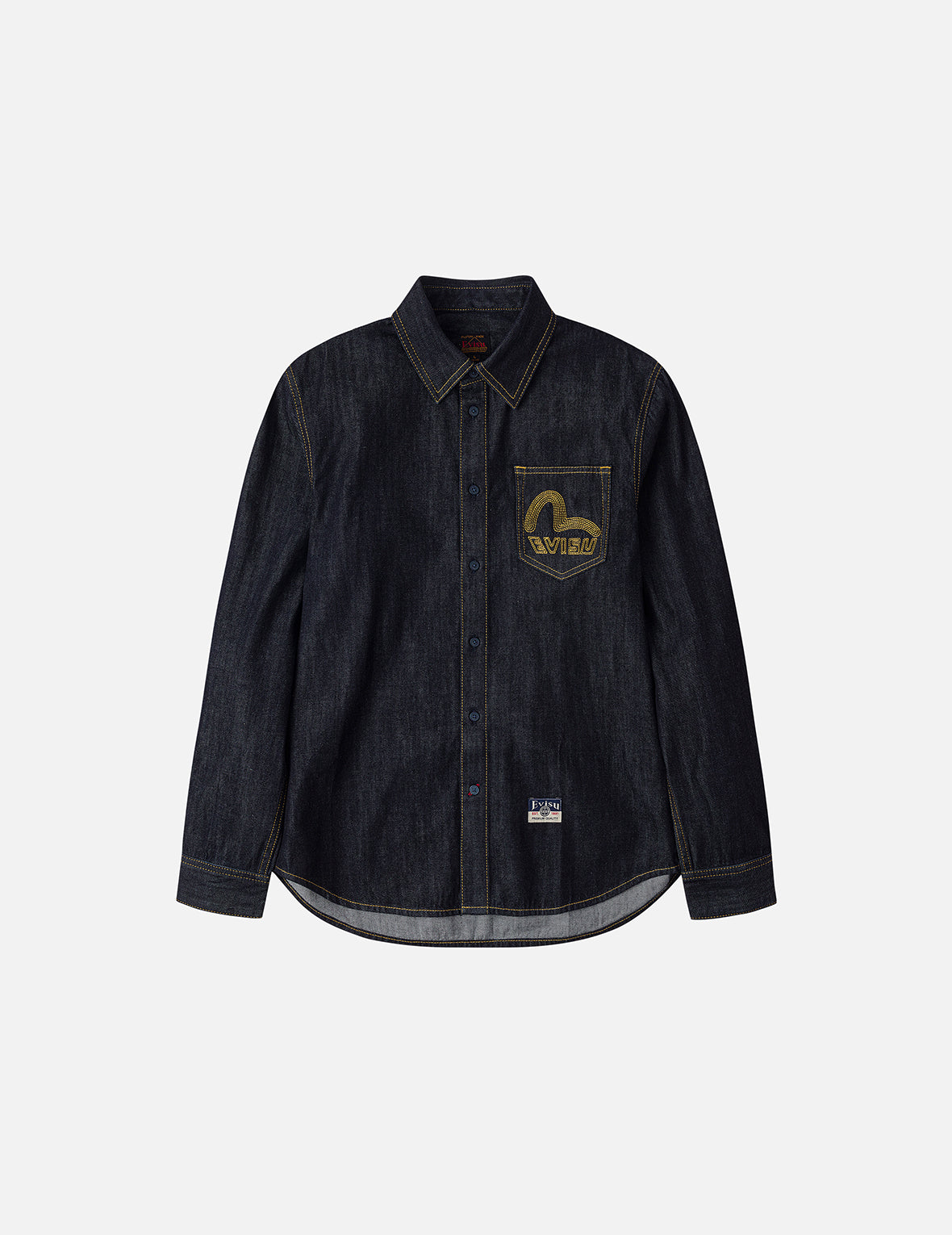 カモメ刺繍 レギュラーフィット デニム長袖シャツ