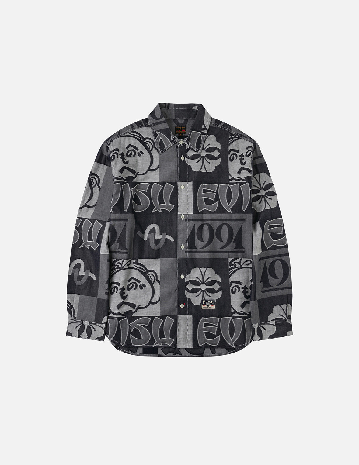 Allover Henohenomohe Godhead Jacquard Relax Fit Denim Shirt