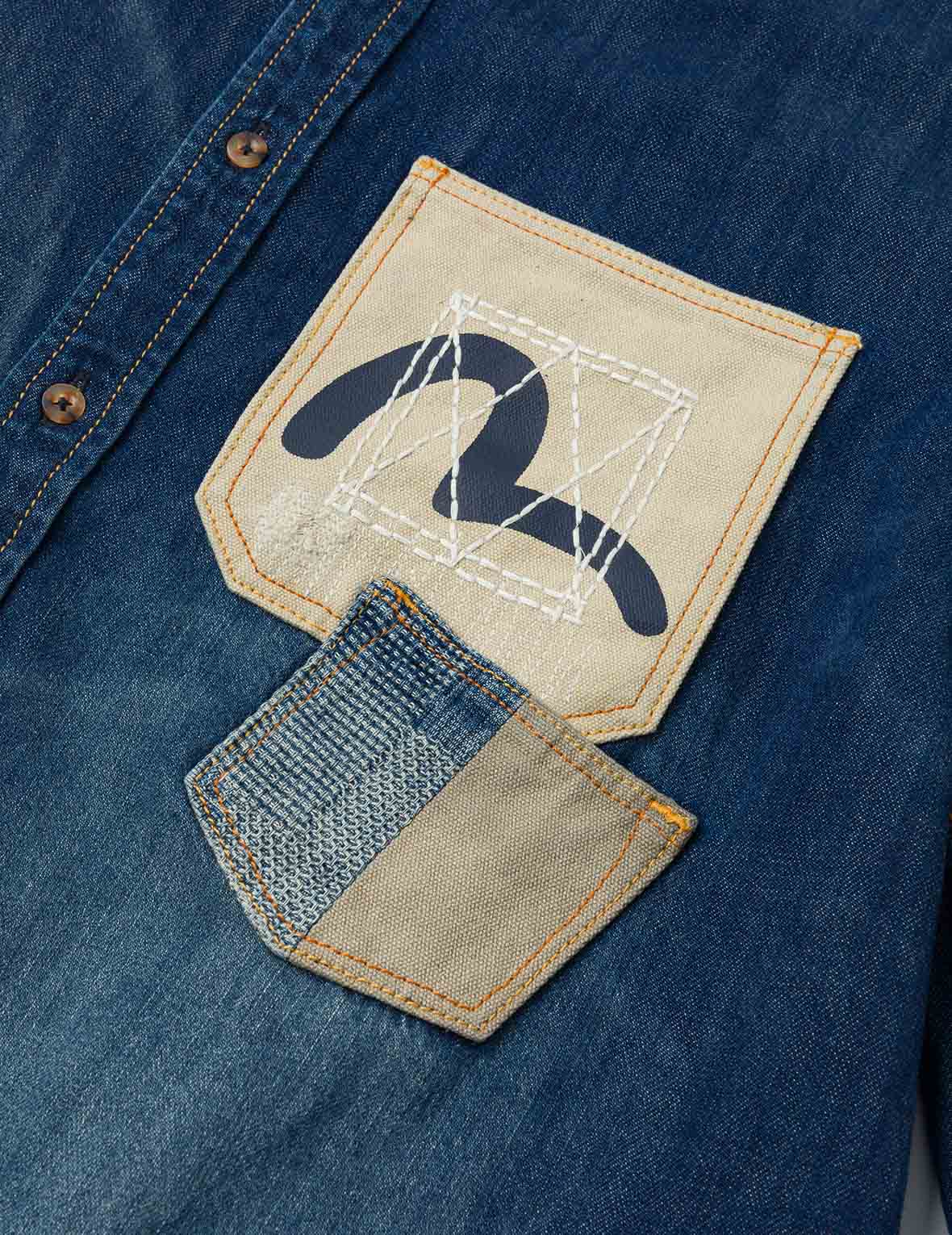 Shshiko Kamon Relax Fit Denim Shirt