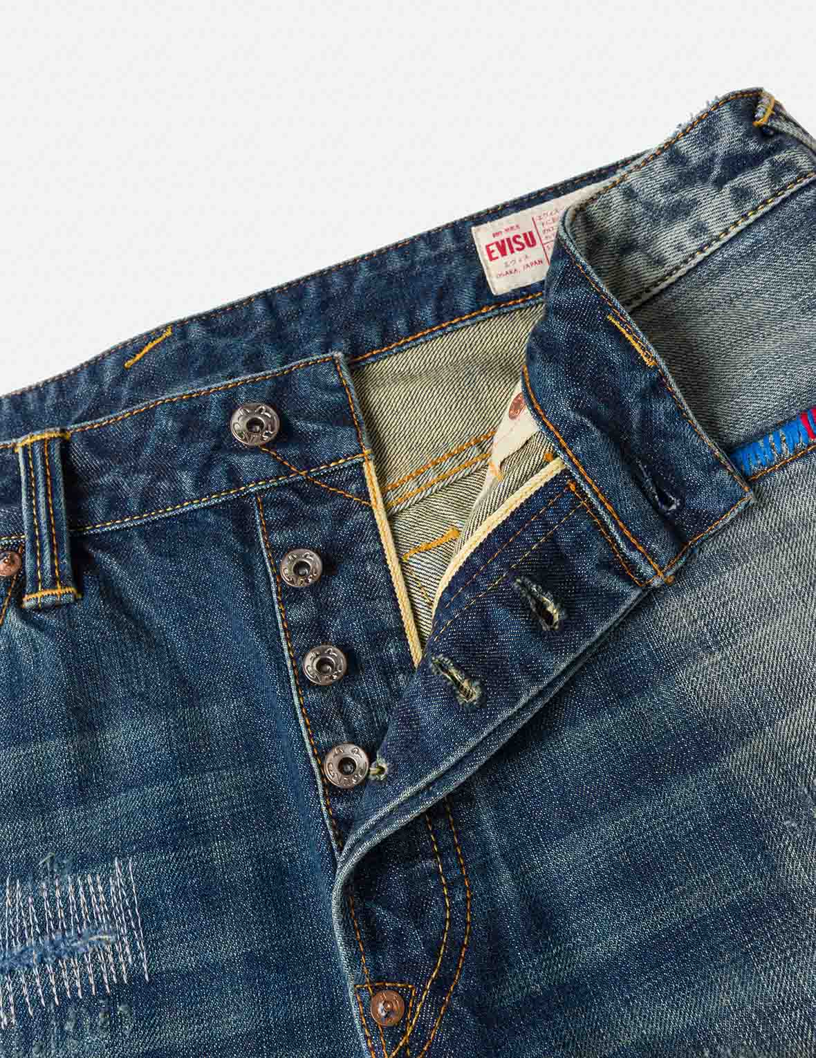 7-Pocket Design with Seagull Embroidery Washed Regular Fit Jeans #2000