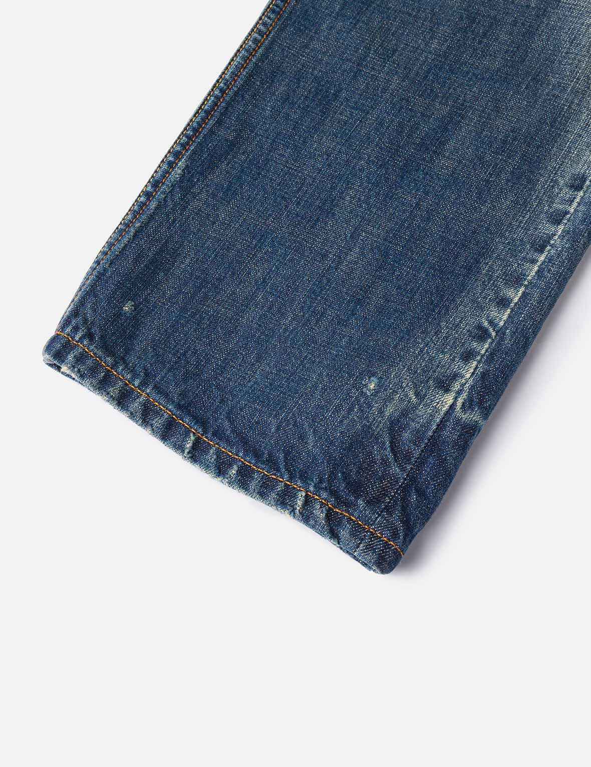 カモメ刺繍付き7ポケットデザイン ウォッシュド レギュラーフィット ジーンズ #2020