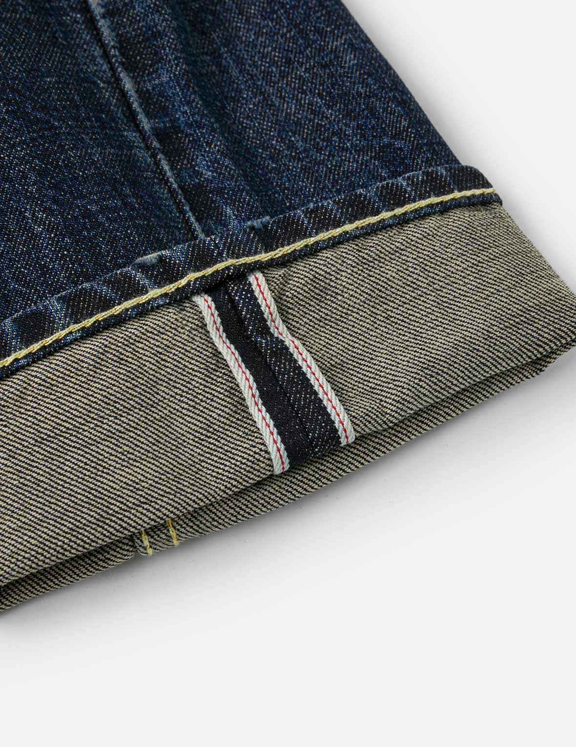 仏頭獅子舞大黒プリント テーパーフィット ジーンズ