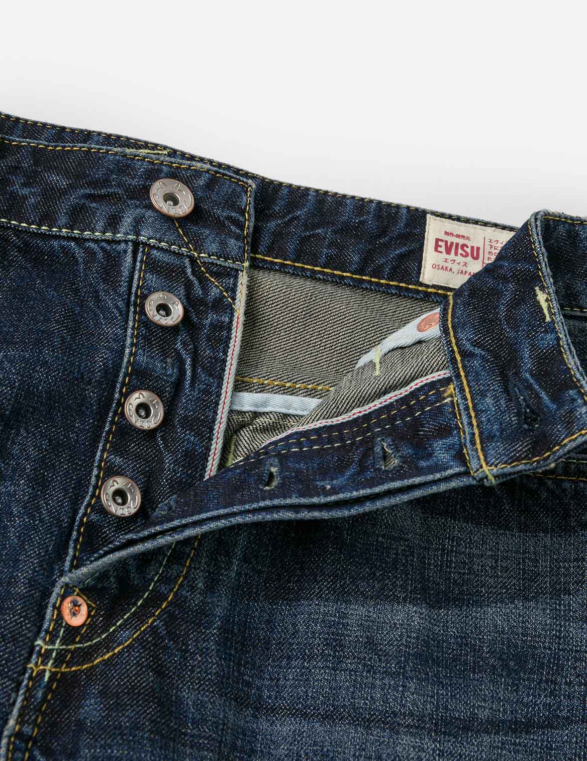 仏頭獅子舞大黒プリント テーパーフィット ジーンズ