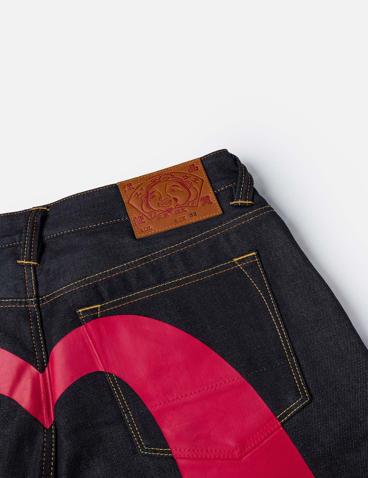 レッド大黒プリント ルーズフィット ジーンズ #2038