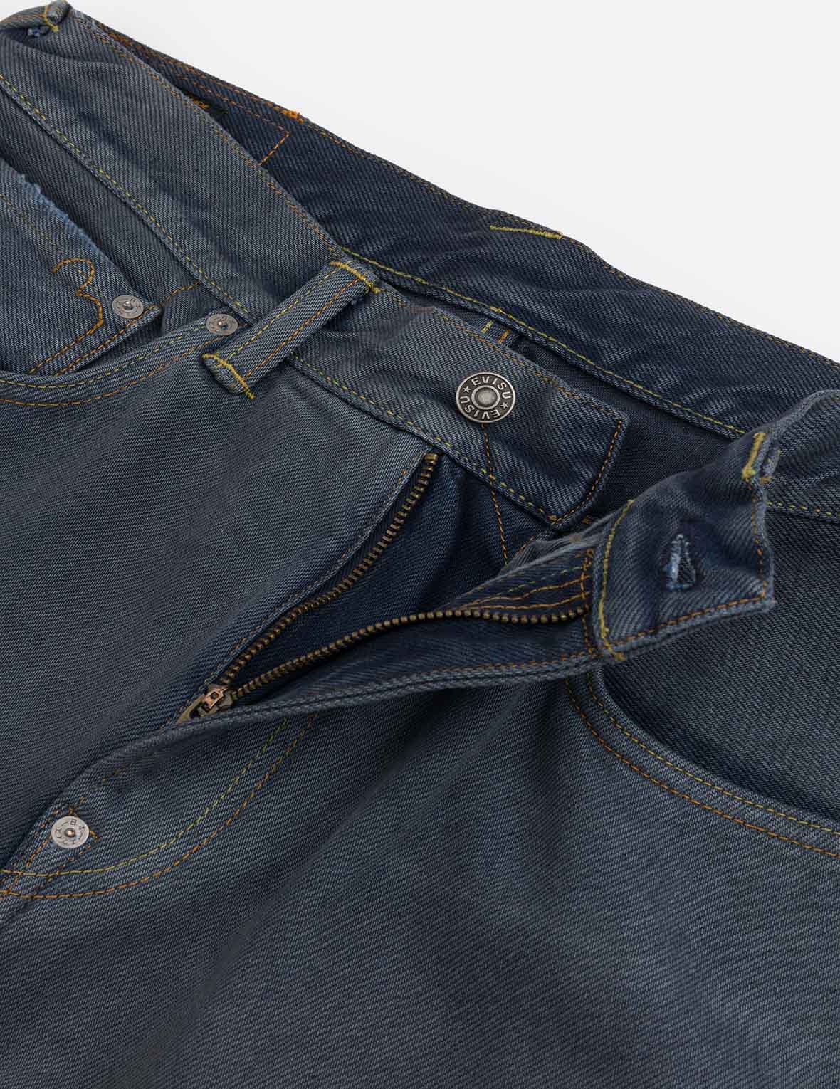 スカルカモメプリントポケット ファッションフィット デニムジーンズ