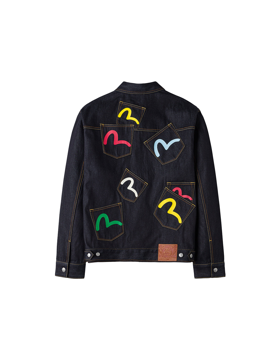 カモメプリントとマルチポケット リラックスフィット デニムジャケット