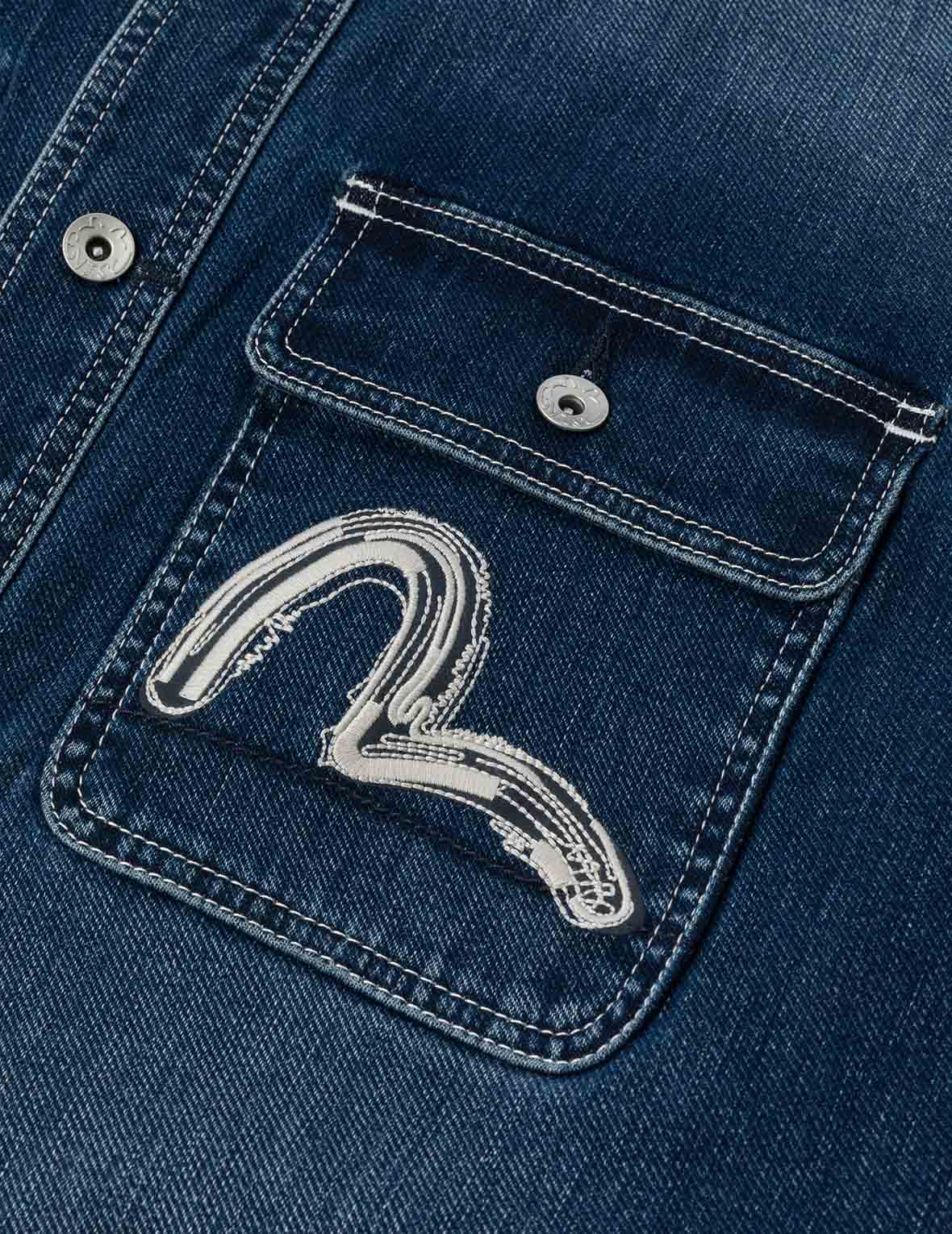 ウォッシュドカモメ刺繍 レギュラーフィット デニムシャツ