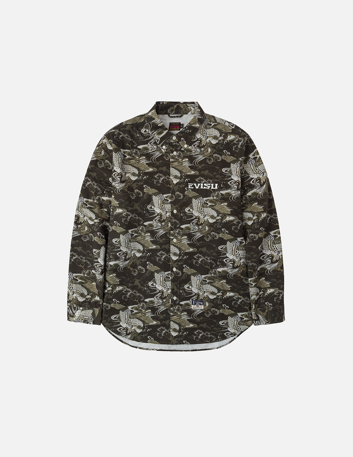 オールオーバー鶴プリント リラックスフィット シャツ – EVISU