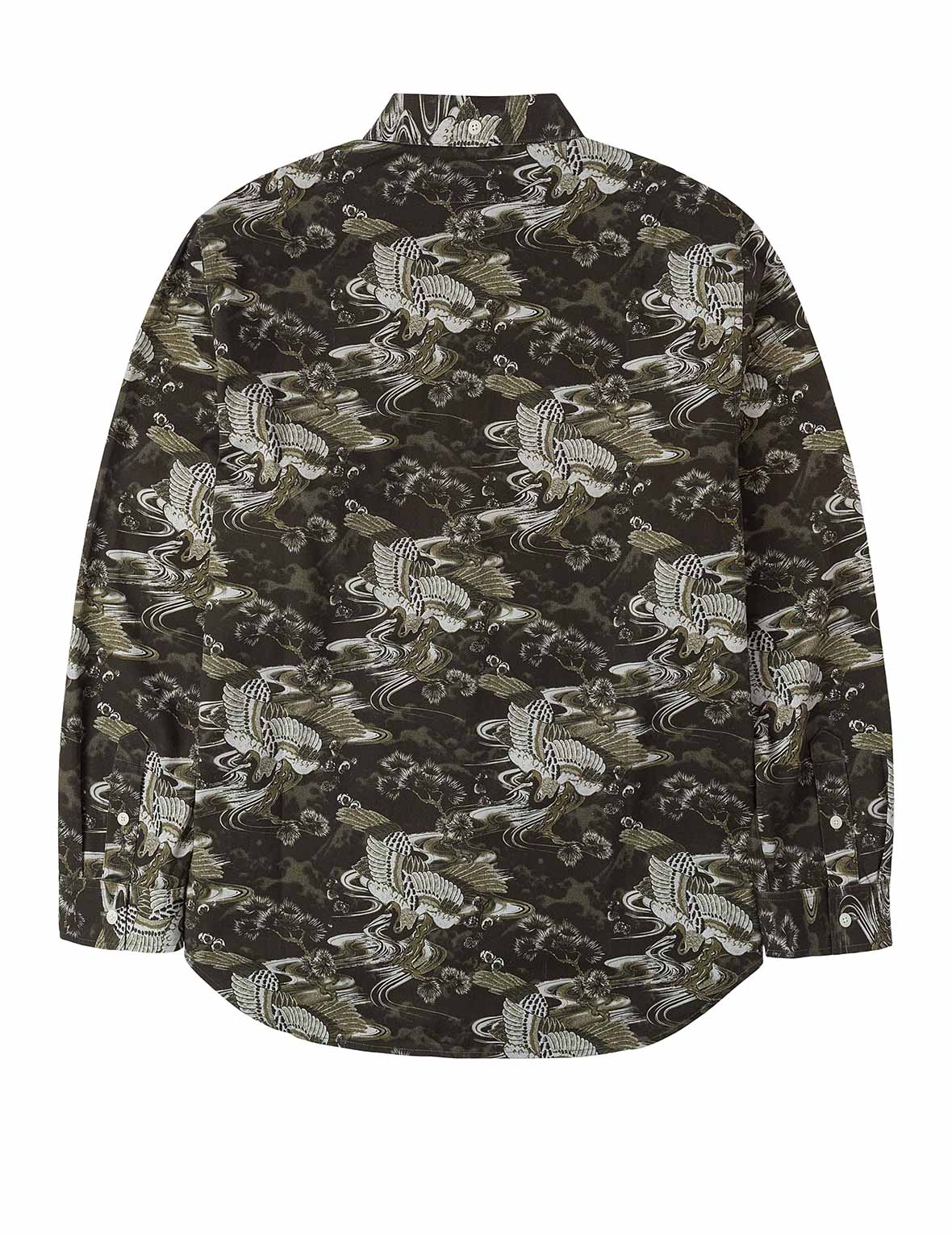 Allover Crane Print Relax Fit Shirt