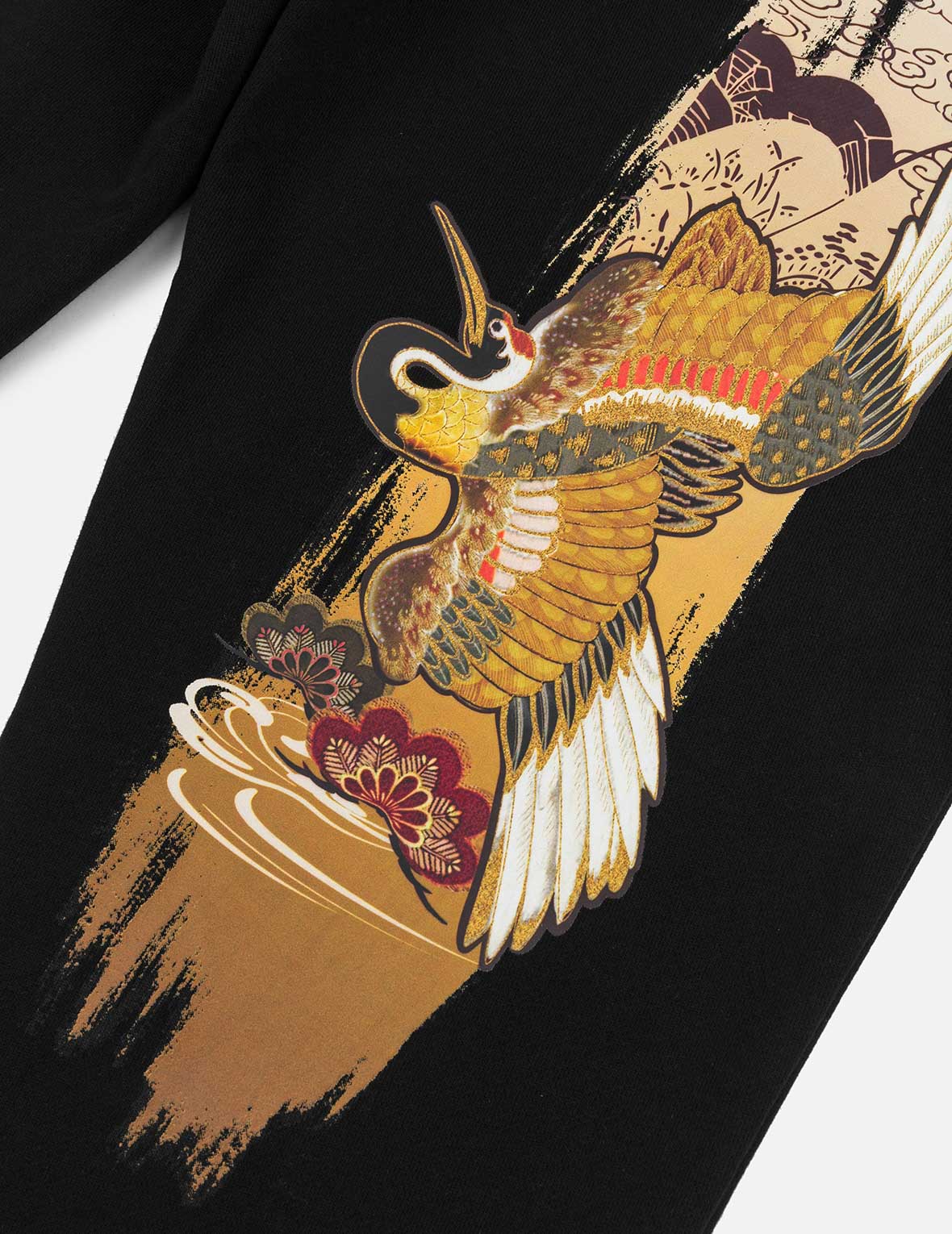 ロゴ刺繍と鶴の恩返し大黒プリント レギュラーフィットスウェットパンツ