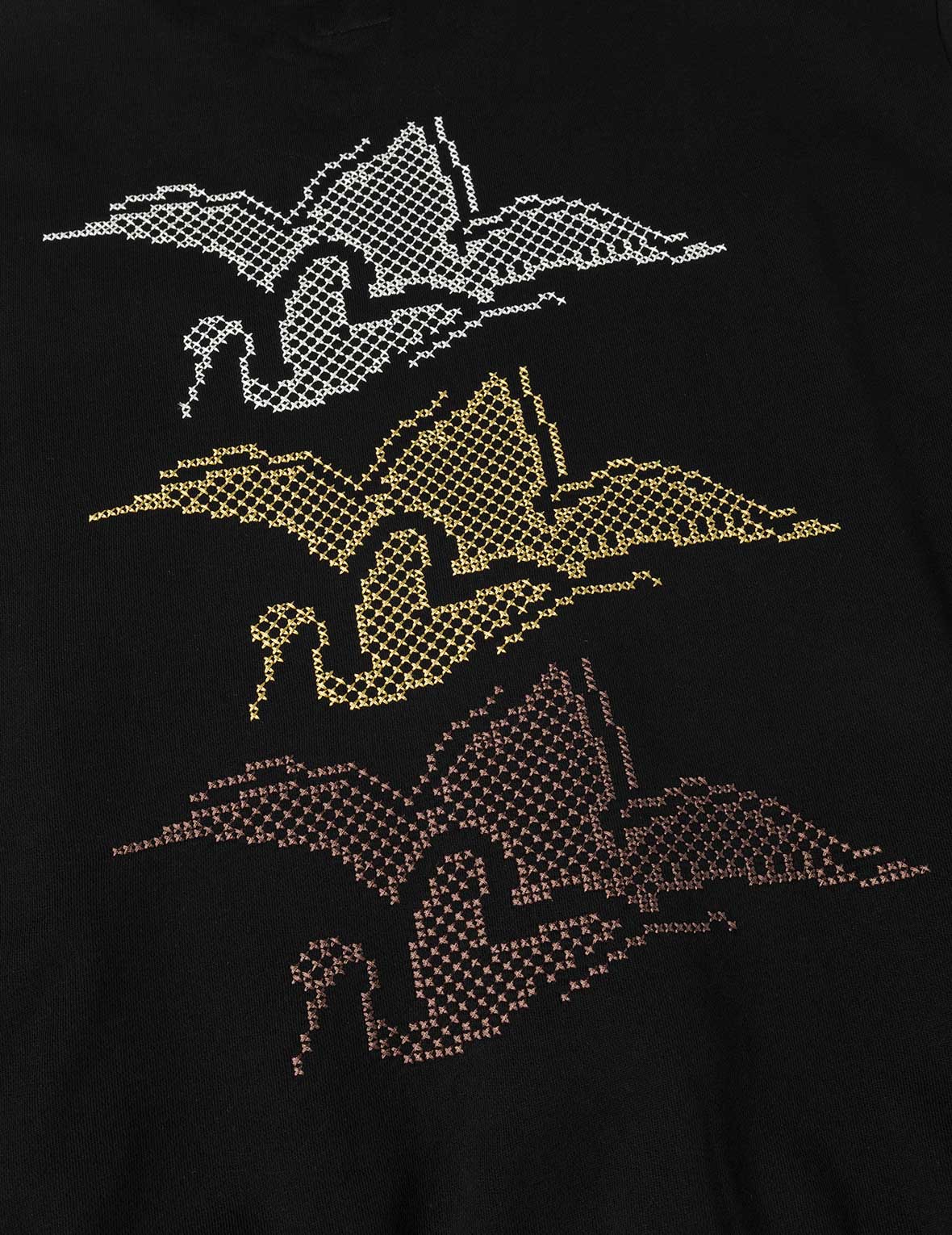 Crane and Seagull Embroidery Relax Fit Sweatshirt
