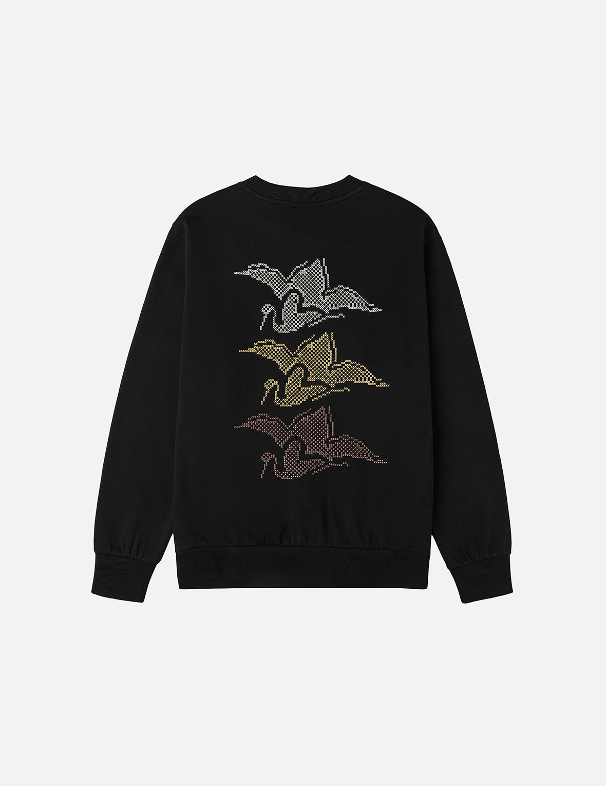 Crane and Seagull Embroidery Relax Fit Sweatshirt
