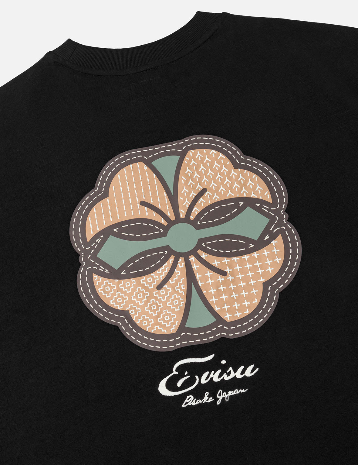 刺し子カモンプリント ファッションフィット2-in-1デザイン長袖Tシャツ