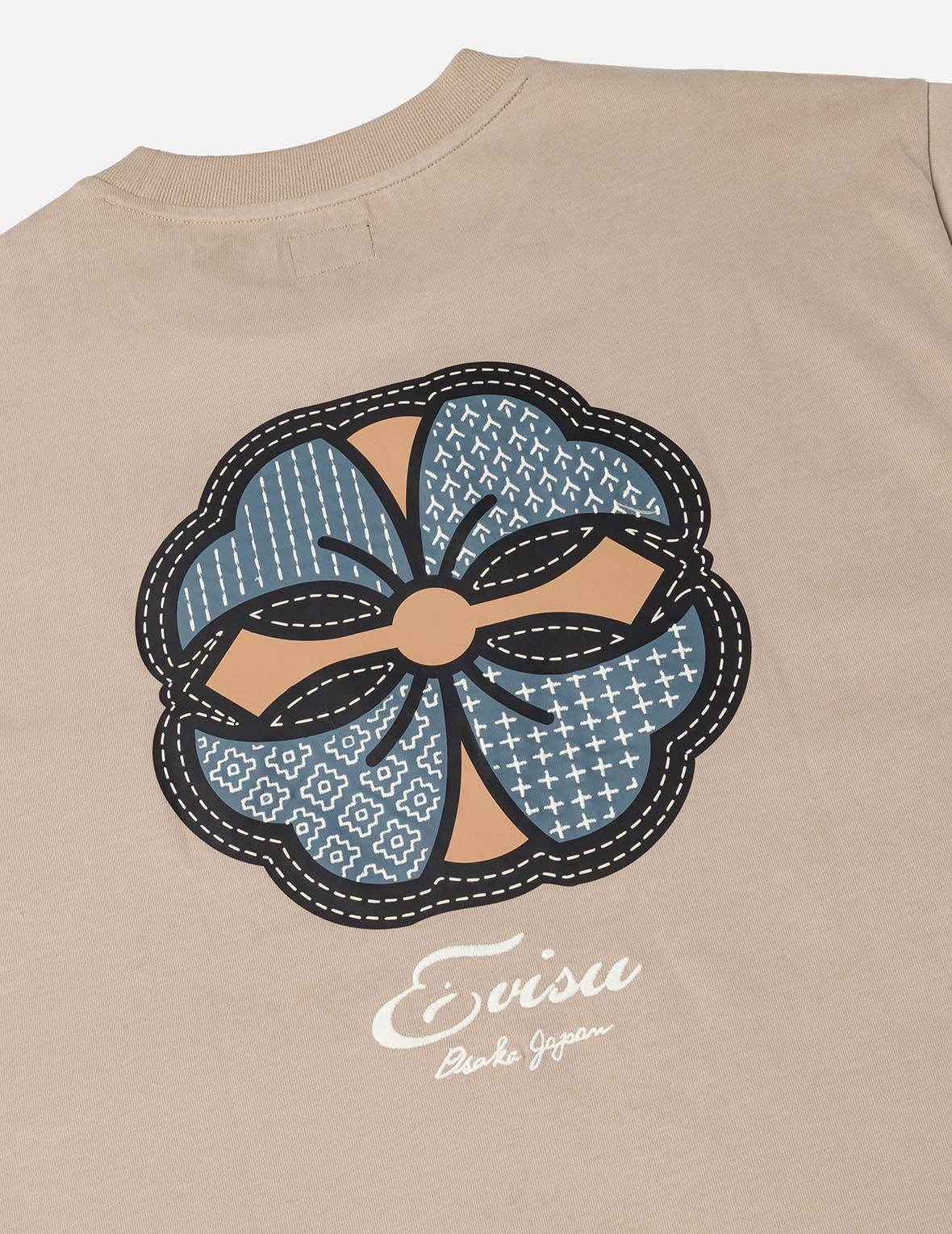 刺し子カモンプリント ファッションフィット2-in-1デザイン長袖Tシャツ