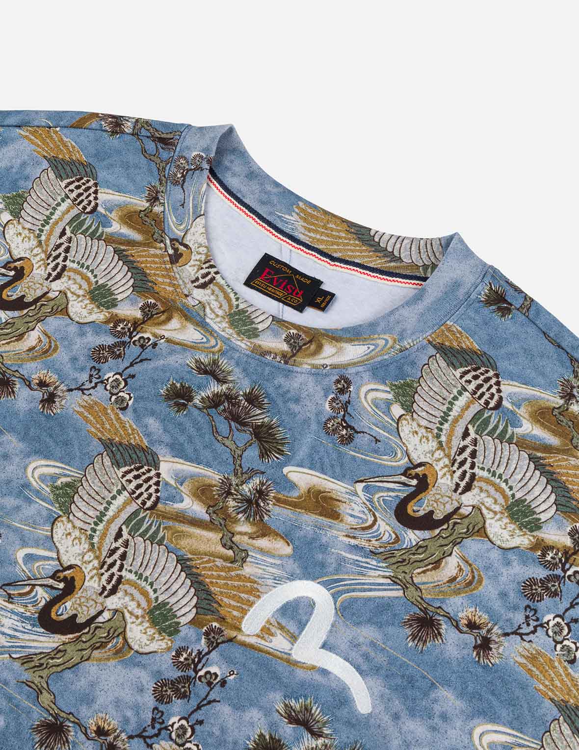 オールオーバー鶴プリント リラックスフィット Tシャツ