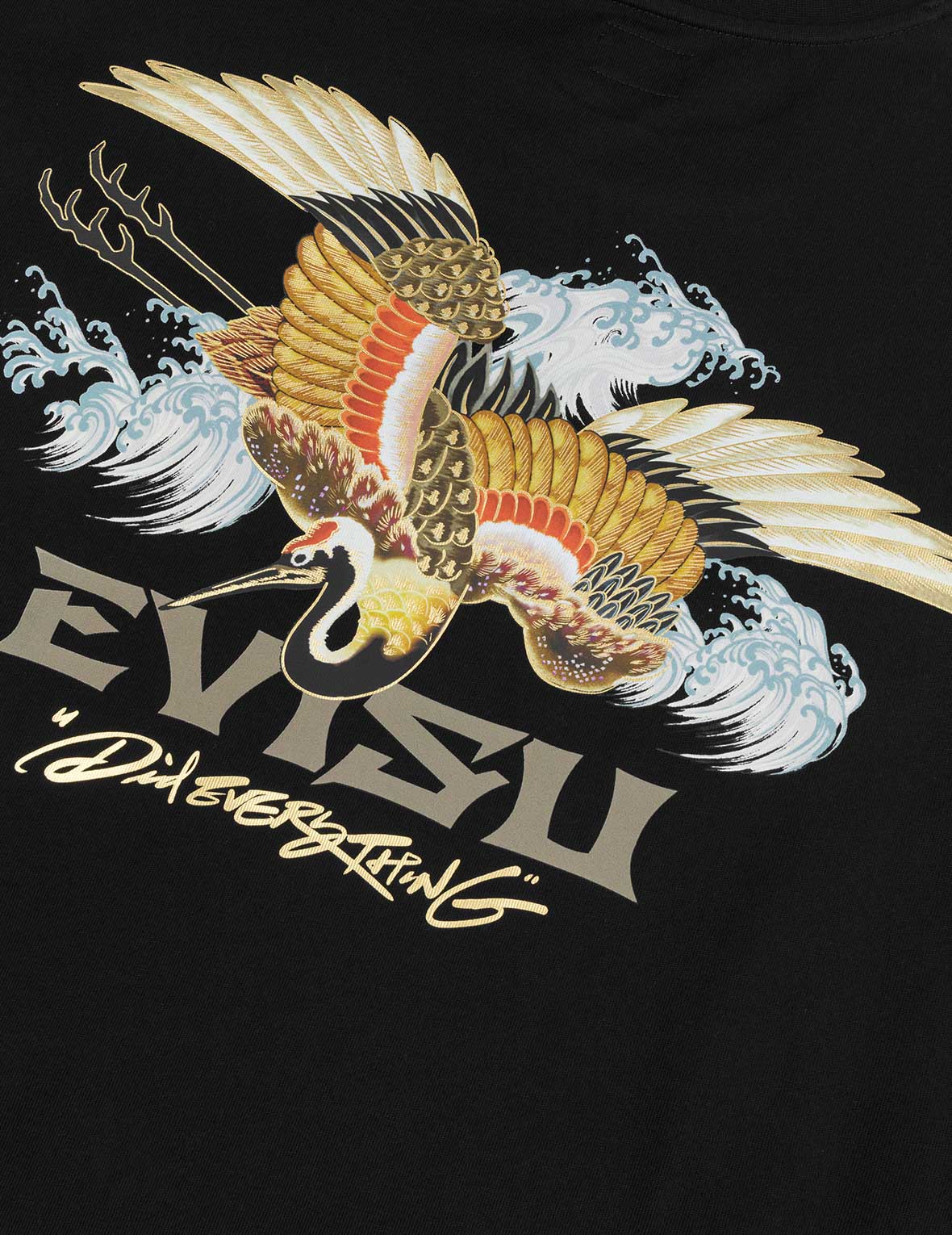 鶴とロゴプリント ルーズフィット Tシャツ