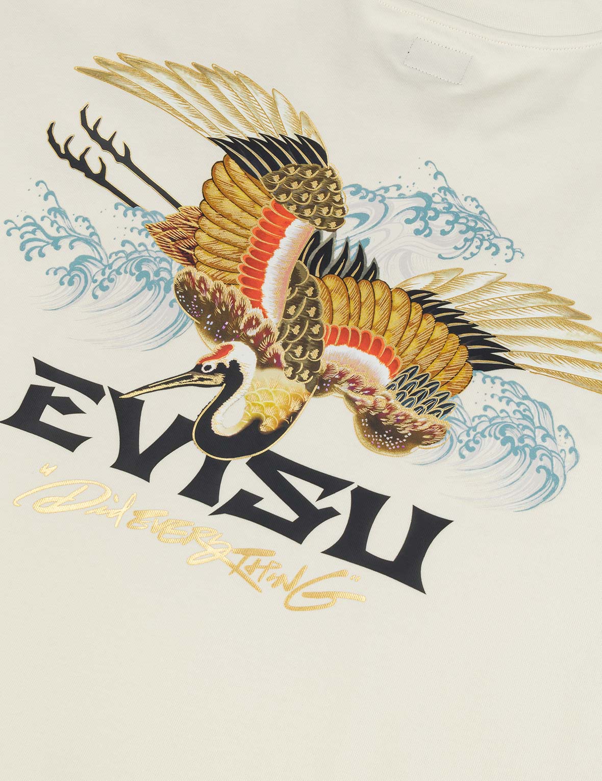 鶴とロゴプリント ルーズフィット Tシャツ
