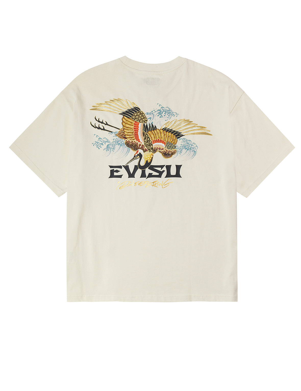 鶴とロゴプリント ルーズフィット Tシャツ