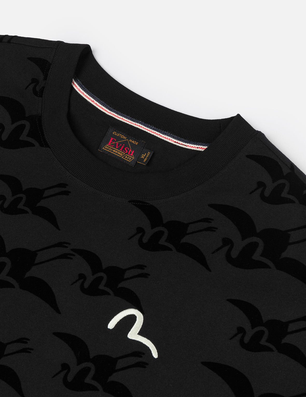 オールオーバーカモメ鶴フロッキープリント リラックスフィット Tシャツ