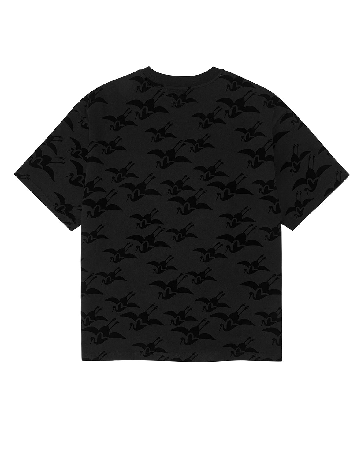 オールオーバーカモメ鶴フロッキープリント リラックスフィット Tシャツ