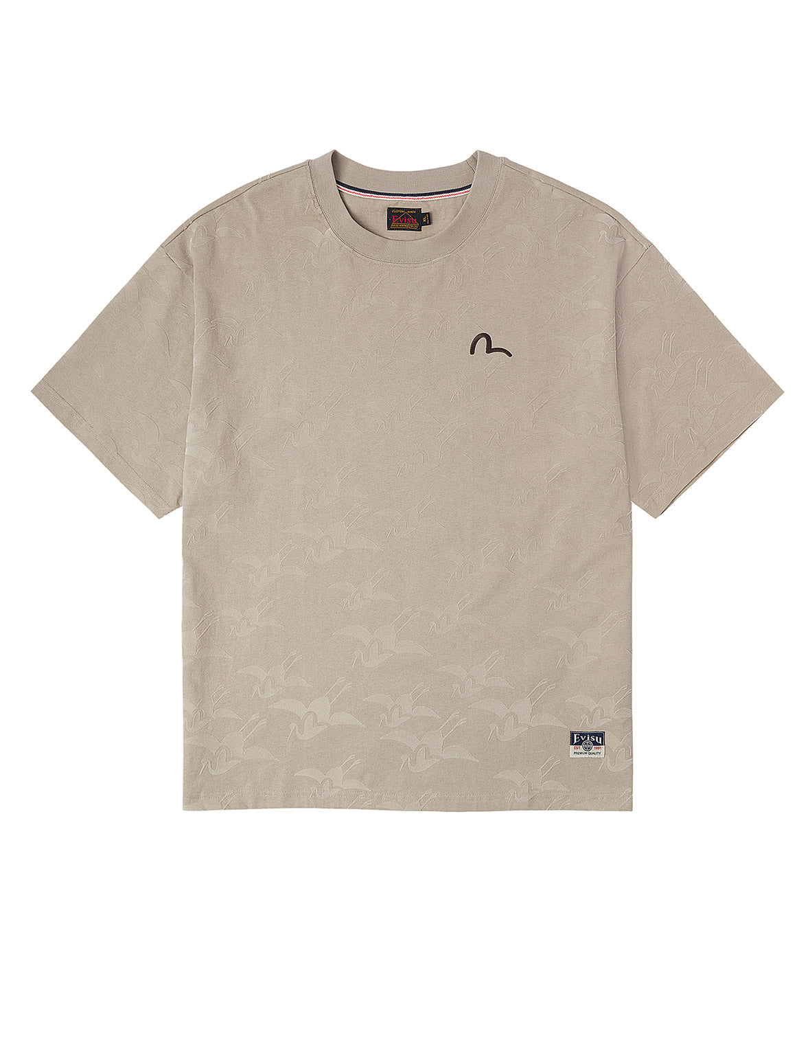 オールオーバーカモメ鶴フロッキープリント リラックスフィット Tシャツ