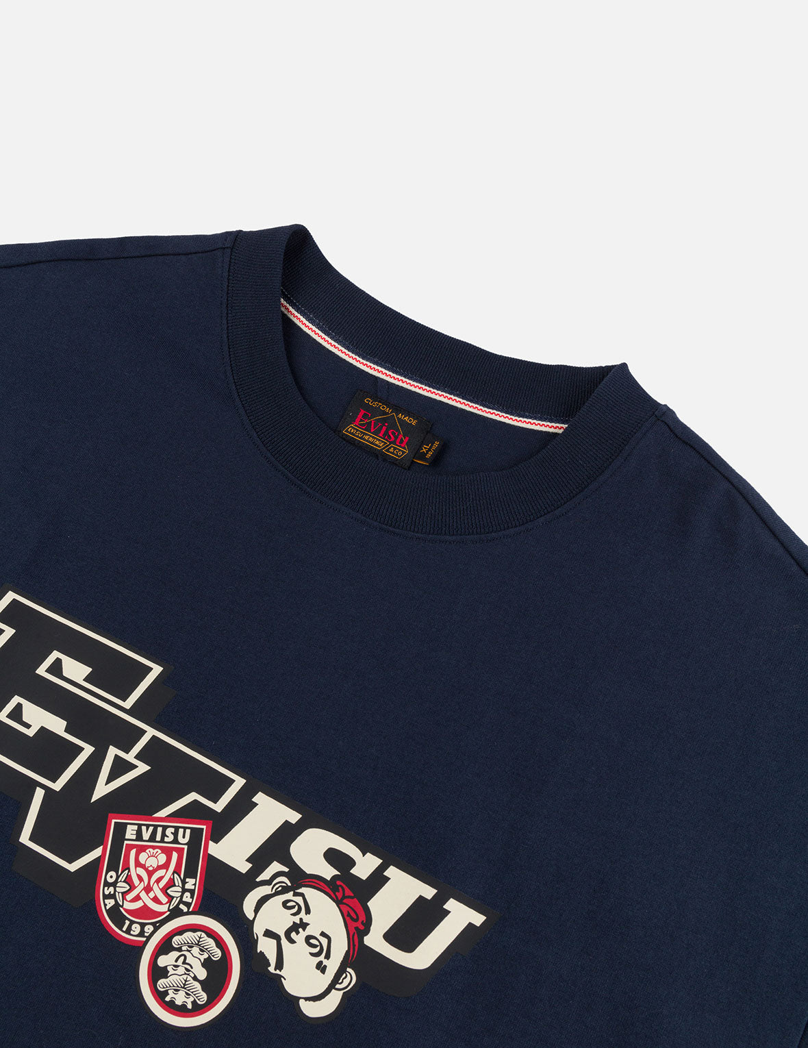 へのへのもへじ仏頭と知恵の輪タグ 大黒プリント リラックスフィット Tシャツ