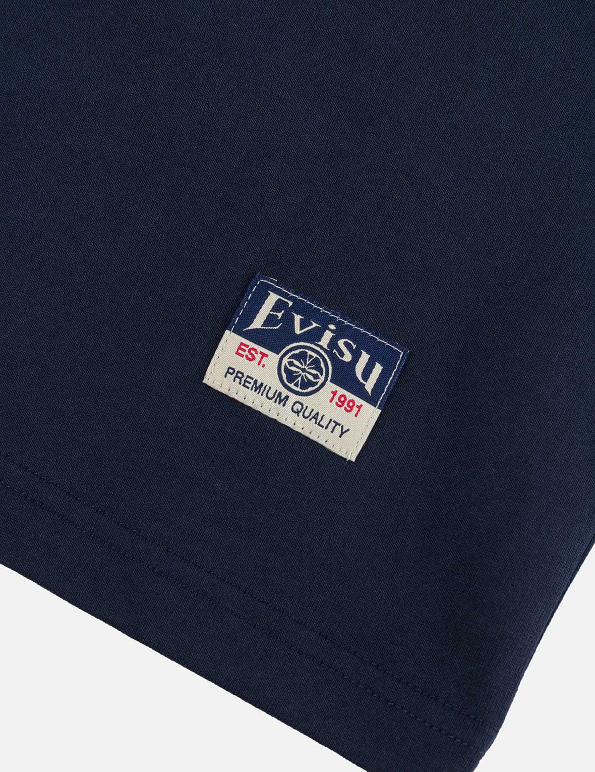 へのへのもへじ仏頭と知恵の輪タグ 大黒プリント リラックスフィット Tシャツ