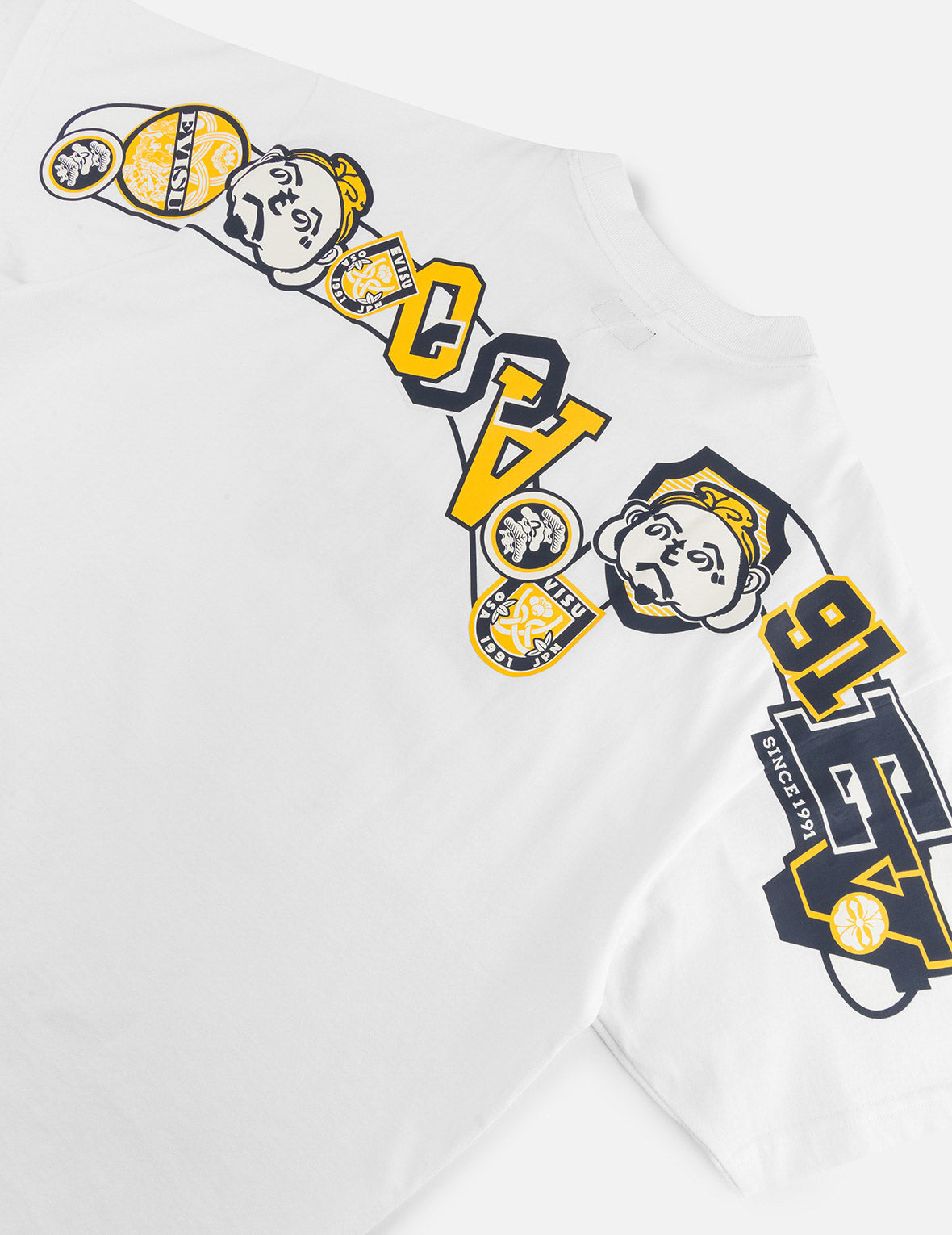 へのへのもへじ仏頭と知恵の輪タグ 大黒プリント リラックスフィット Tシャツ