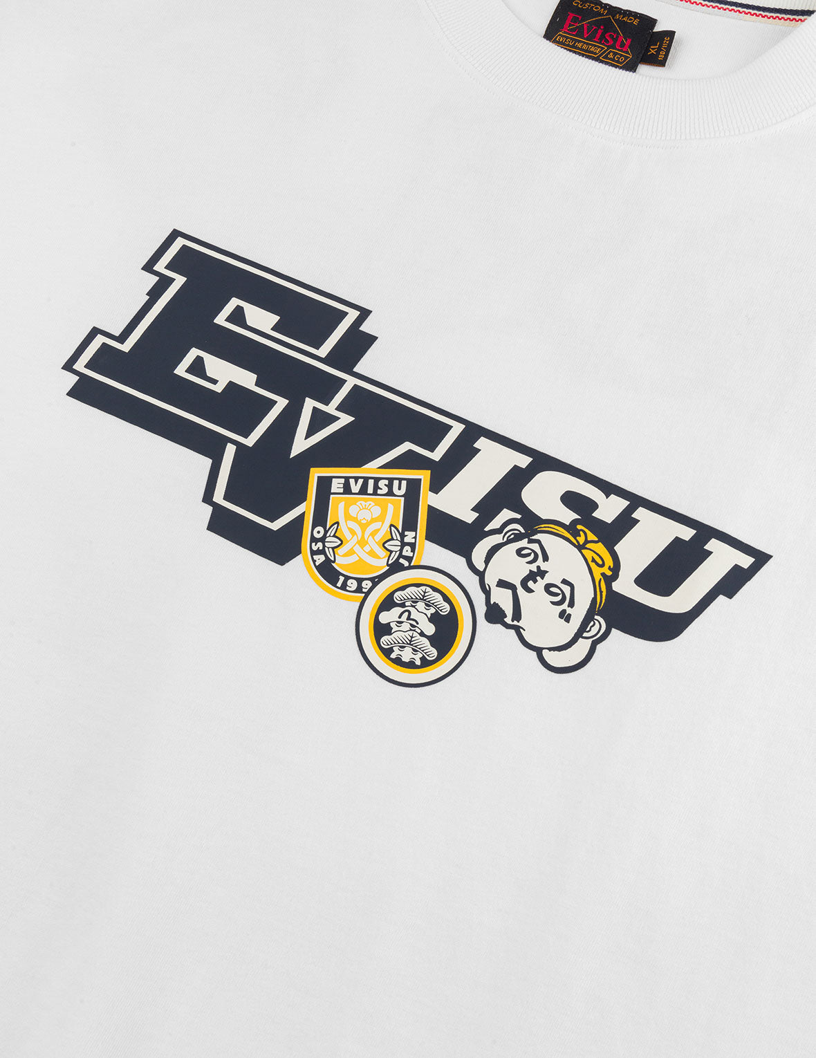 へのへのもへじ仏頭と知恵の輪タグ 大黒プリント リラックスフィット Tシャツ