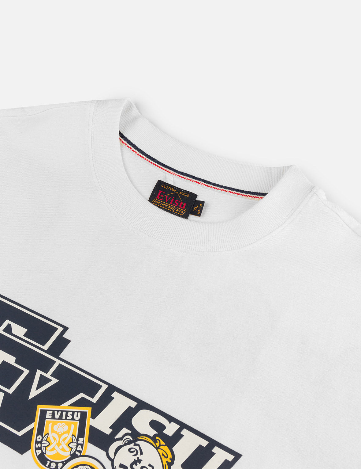 へのへのもへじ仏頭と知恵の輪タグ 大黒プリント リラックスフィット Tシャツ